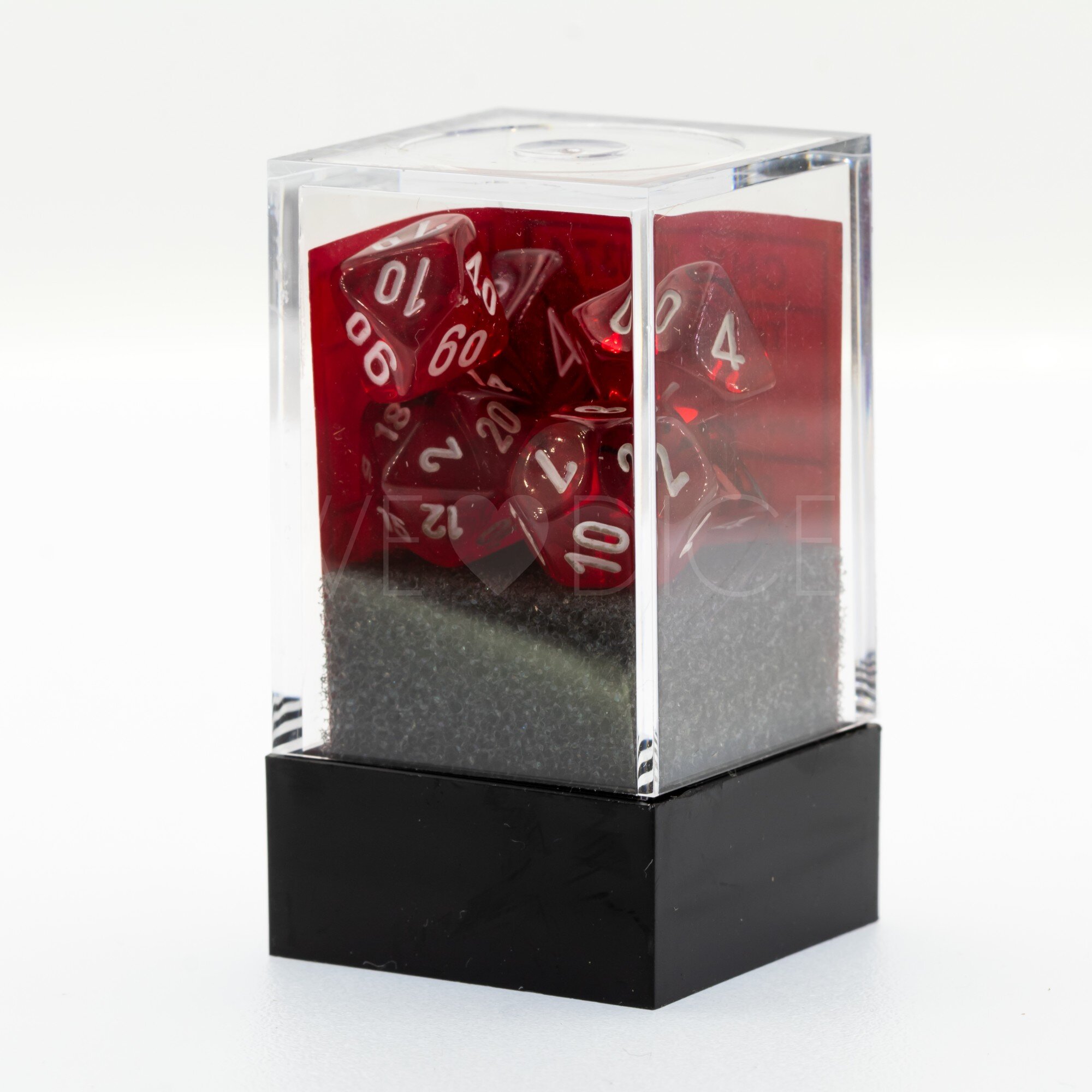 Mini-hedral Transparent Polyhedral Rot / weiß 7-Würfel Set
