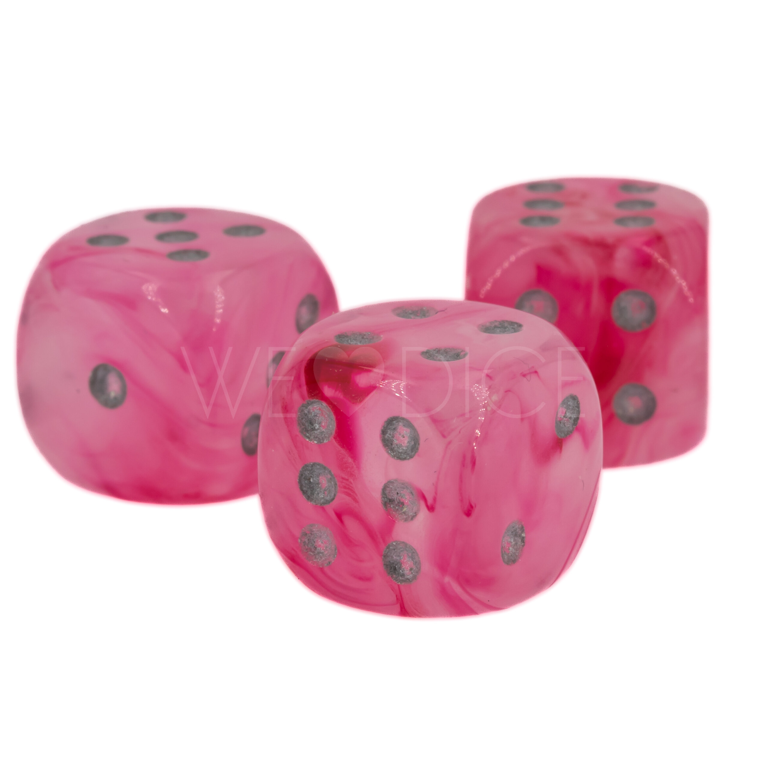 Ghostly Glow™ pink / silber 12mm W6 Würfel mit Punkten (1 Stück)