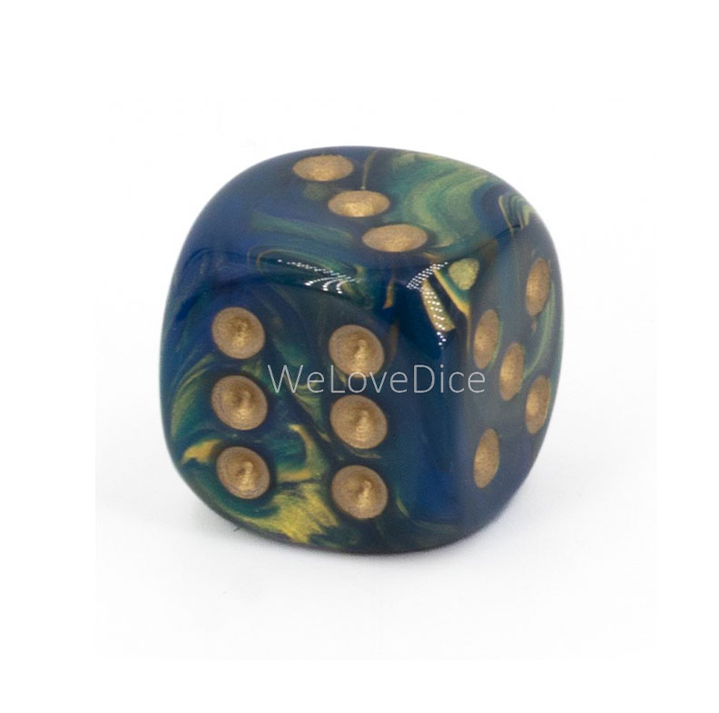 16mm W6 Würfel in lapis blau / gold