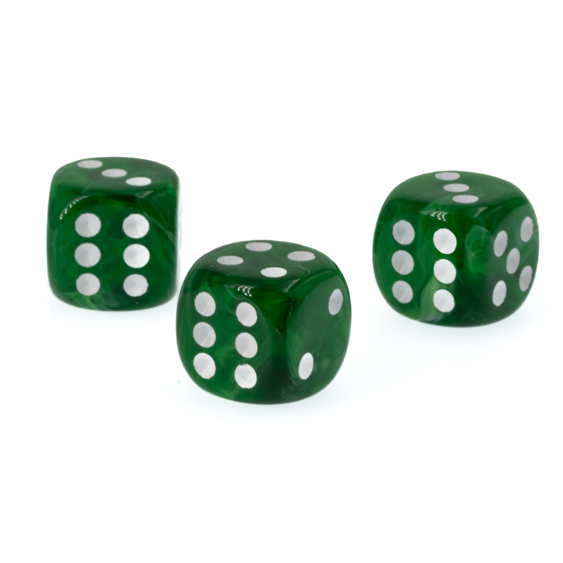 14mm  D6 Dice in green / marbled Marbled