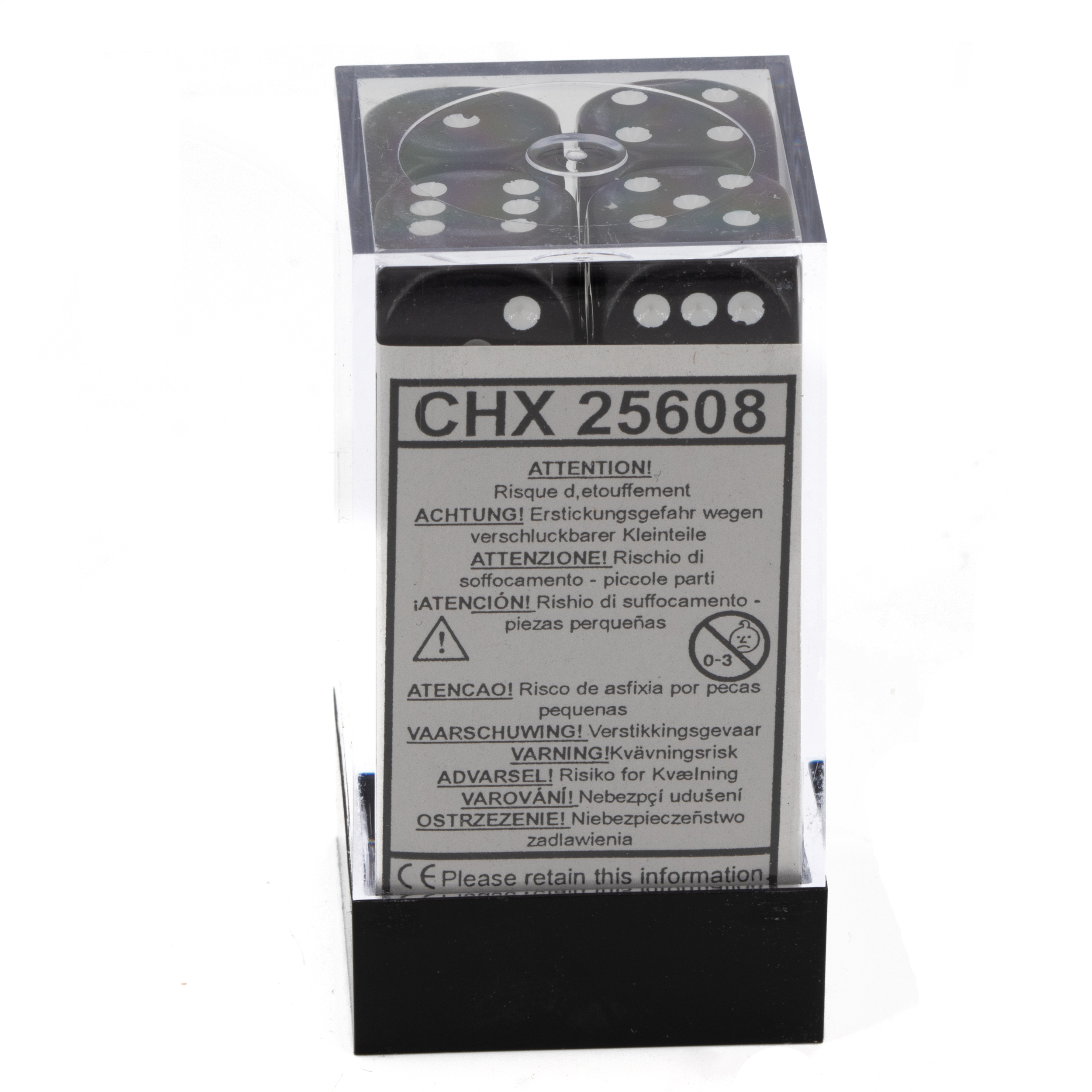 Satt schwarz / weiß 16mm W6 Würfel Set (12 Würfel)