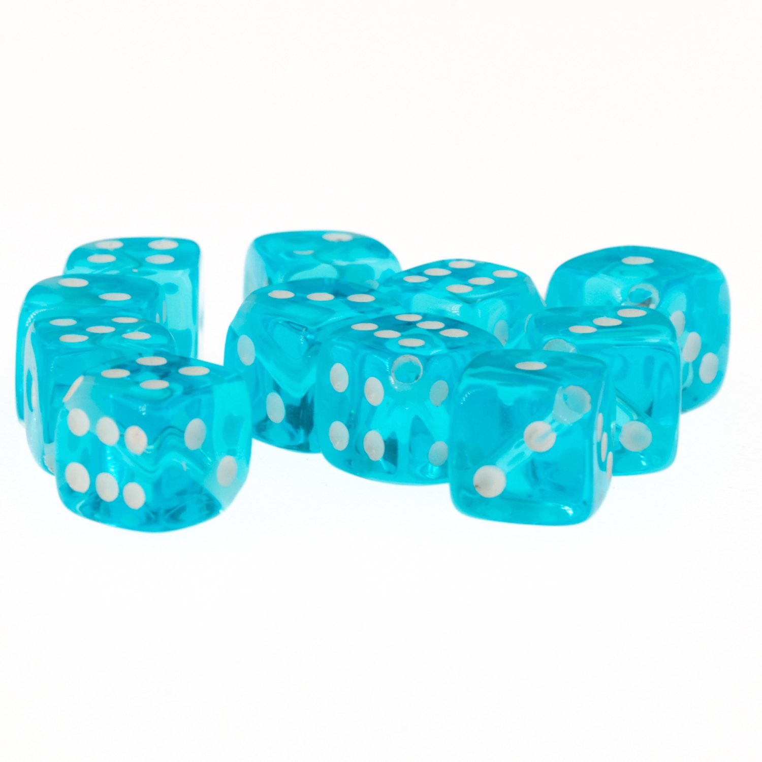  8mm Dice bead - turqoise blue / white Translucent, in