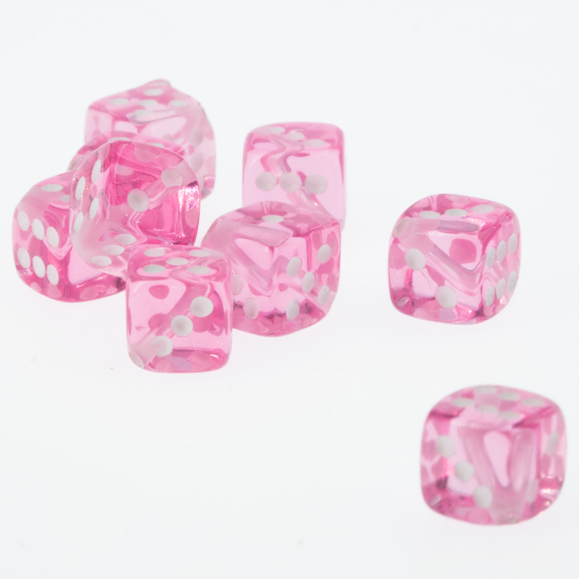  5mm Dice bead - pink / white Translucent, in