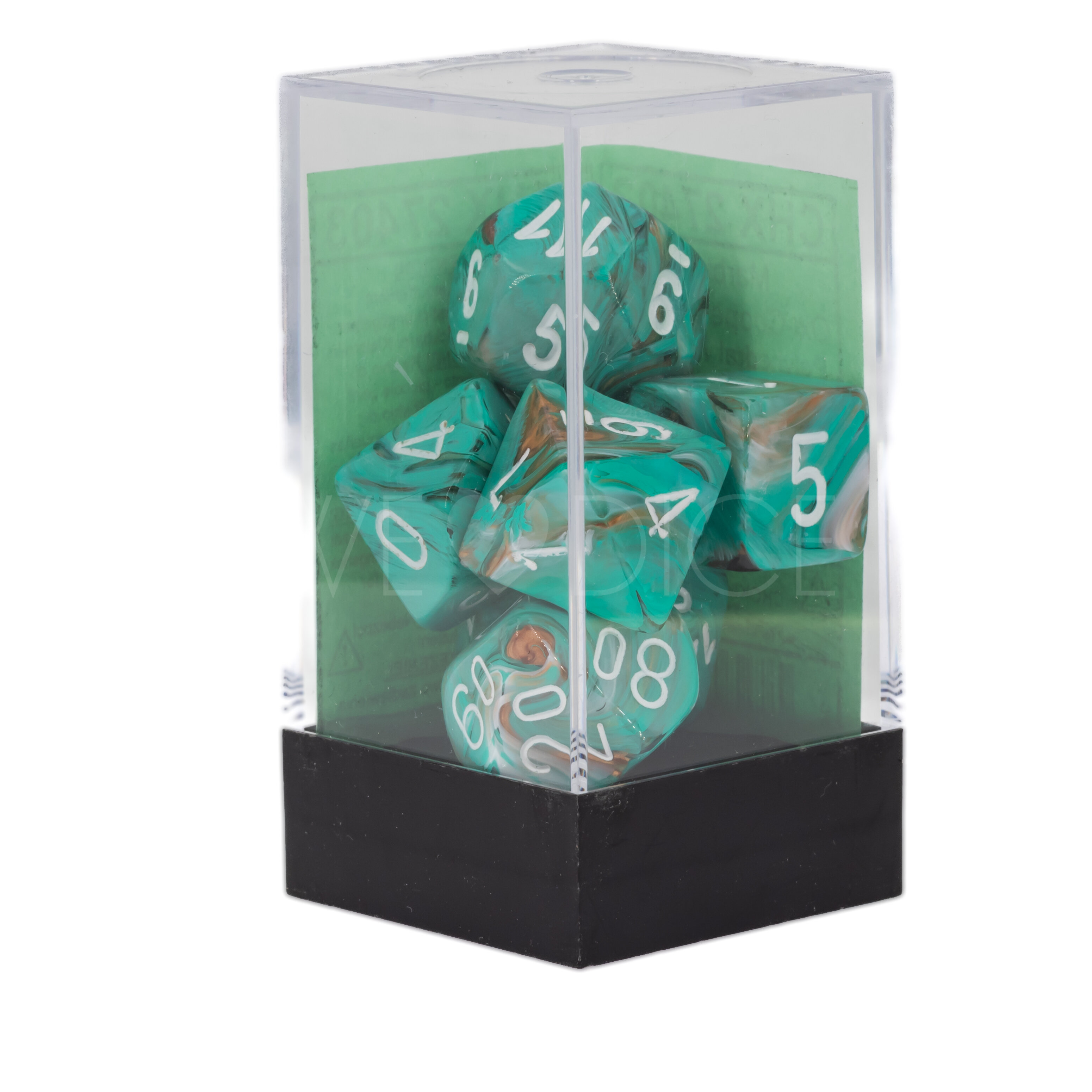 Marble  Polyhedral Oxi-Copper™ / weiss 7-Würfel Set