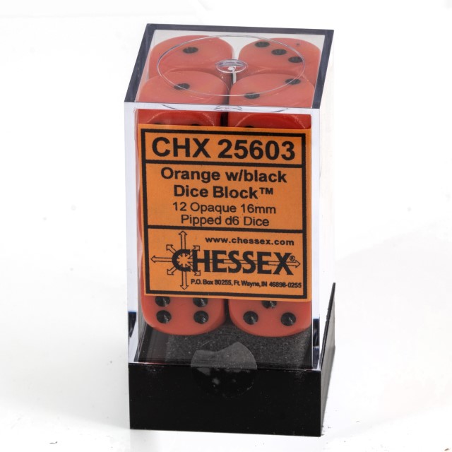 Satt orange / schwarz 16mm W6 Würfel Set (12 Würfel)
