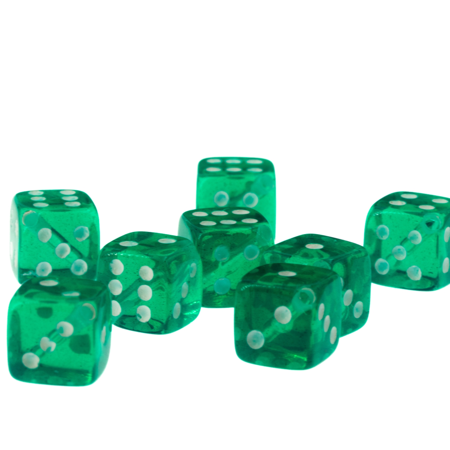  5mm Dice bead - green / white Translucent, in