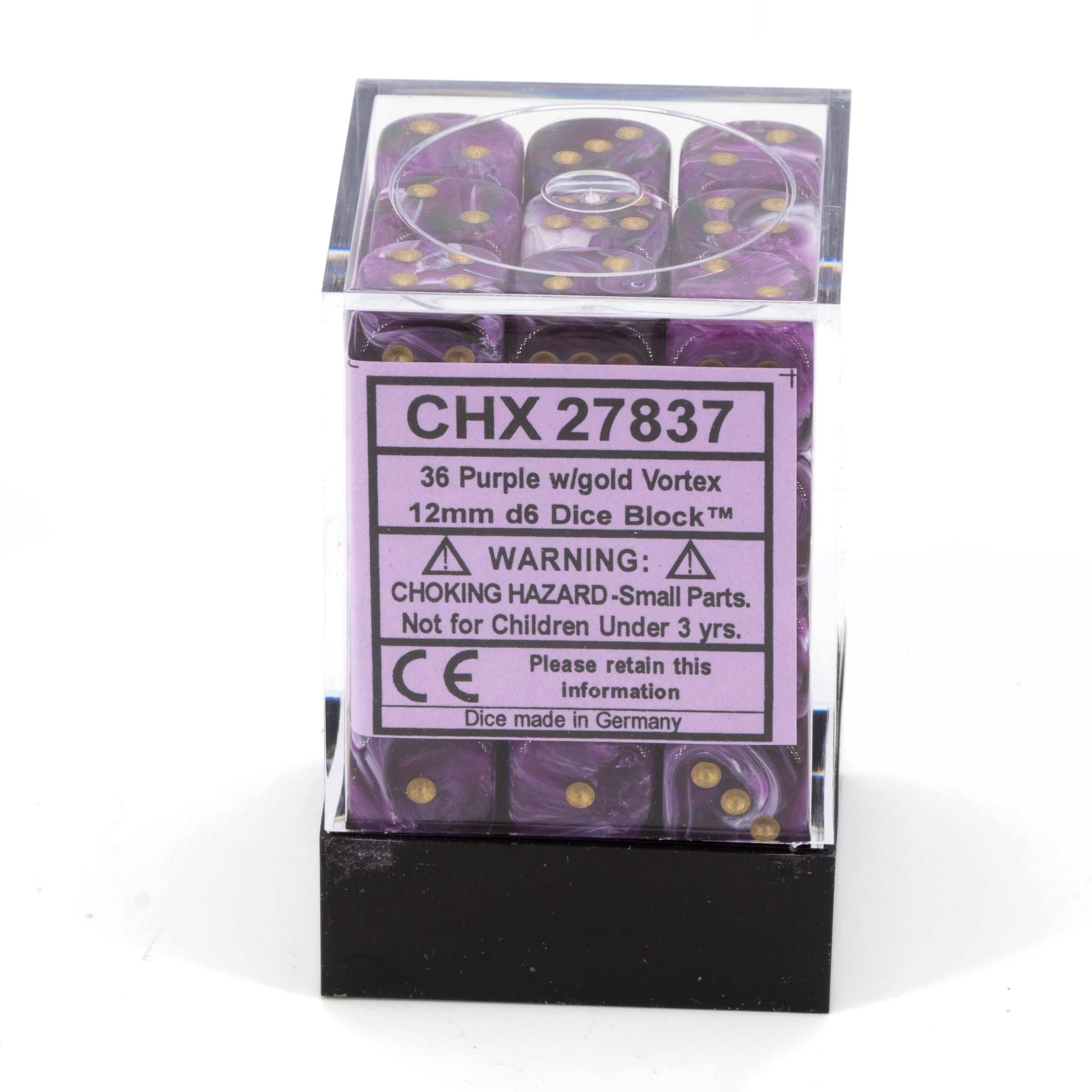 Vortex® Lila / Gold 12mm W6 Würfel Set (36 Würfel)