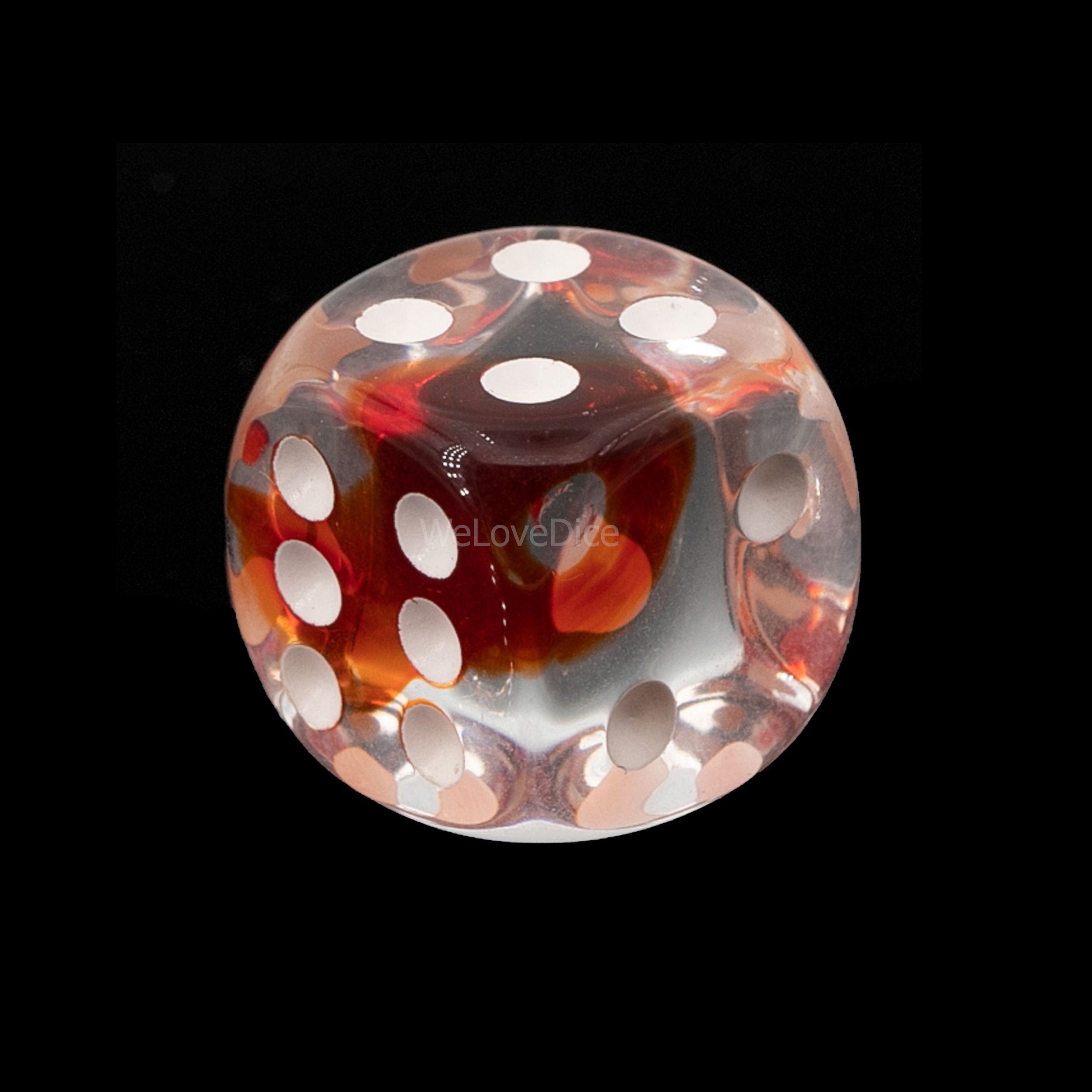 16mm W6 Würfel in kristall rot  / weiß