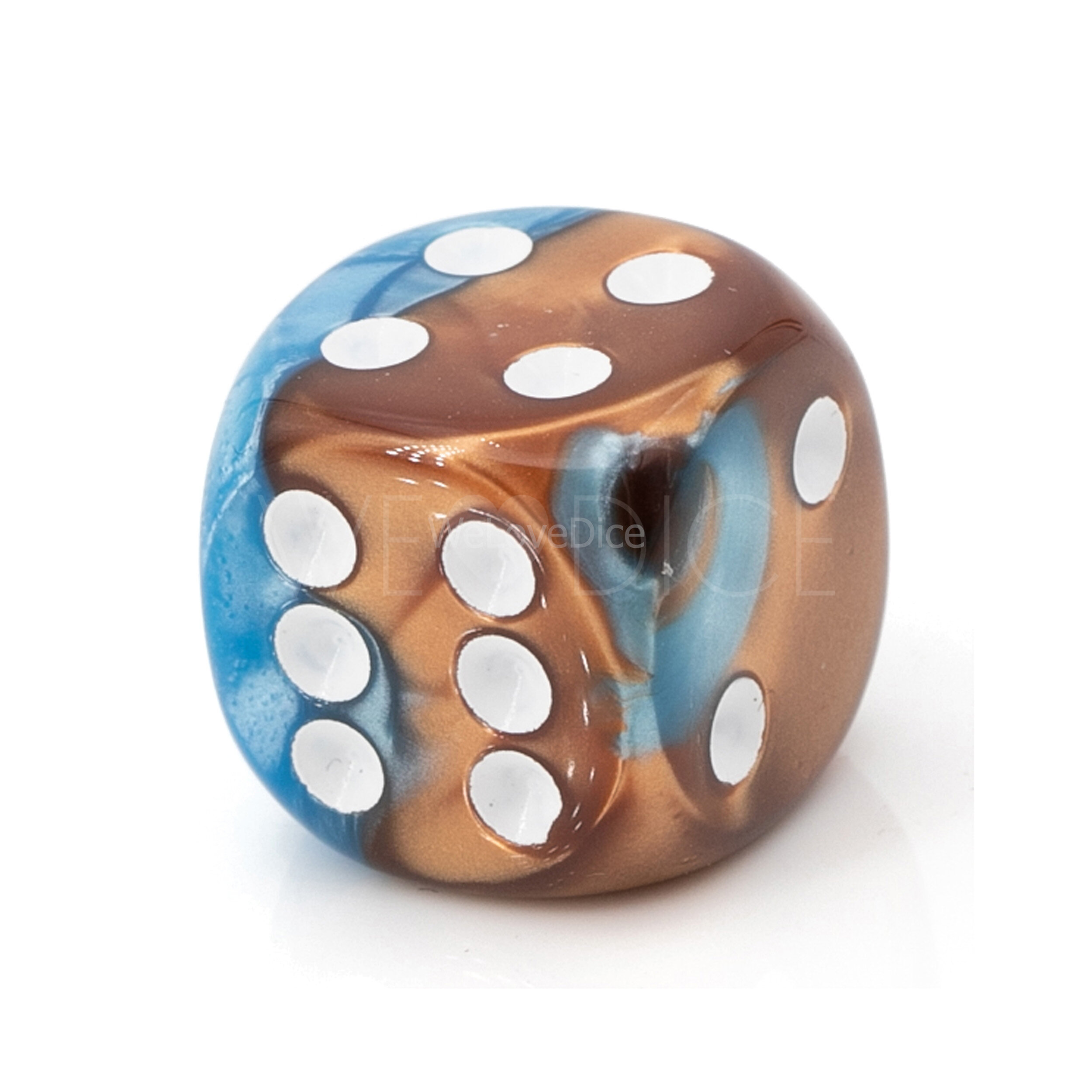 18mm W6 Würfel in 2ton kupfer blau / weiß