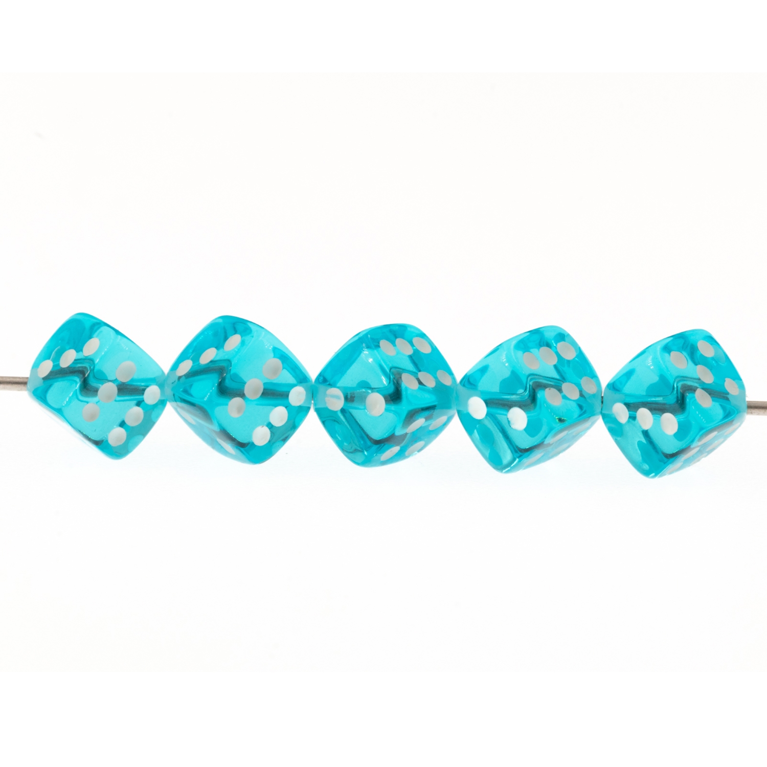  5mm Dice bead - turqoise blue / white Translucent, in