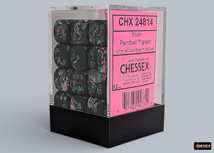 Brush™ Paintball™ / green 12mm W6 Würfel Set (36 Würfel)