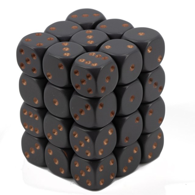 Satt dunkelgrau / kupfer 12mm W6 Würfel Set (36 Würfel)