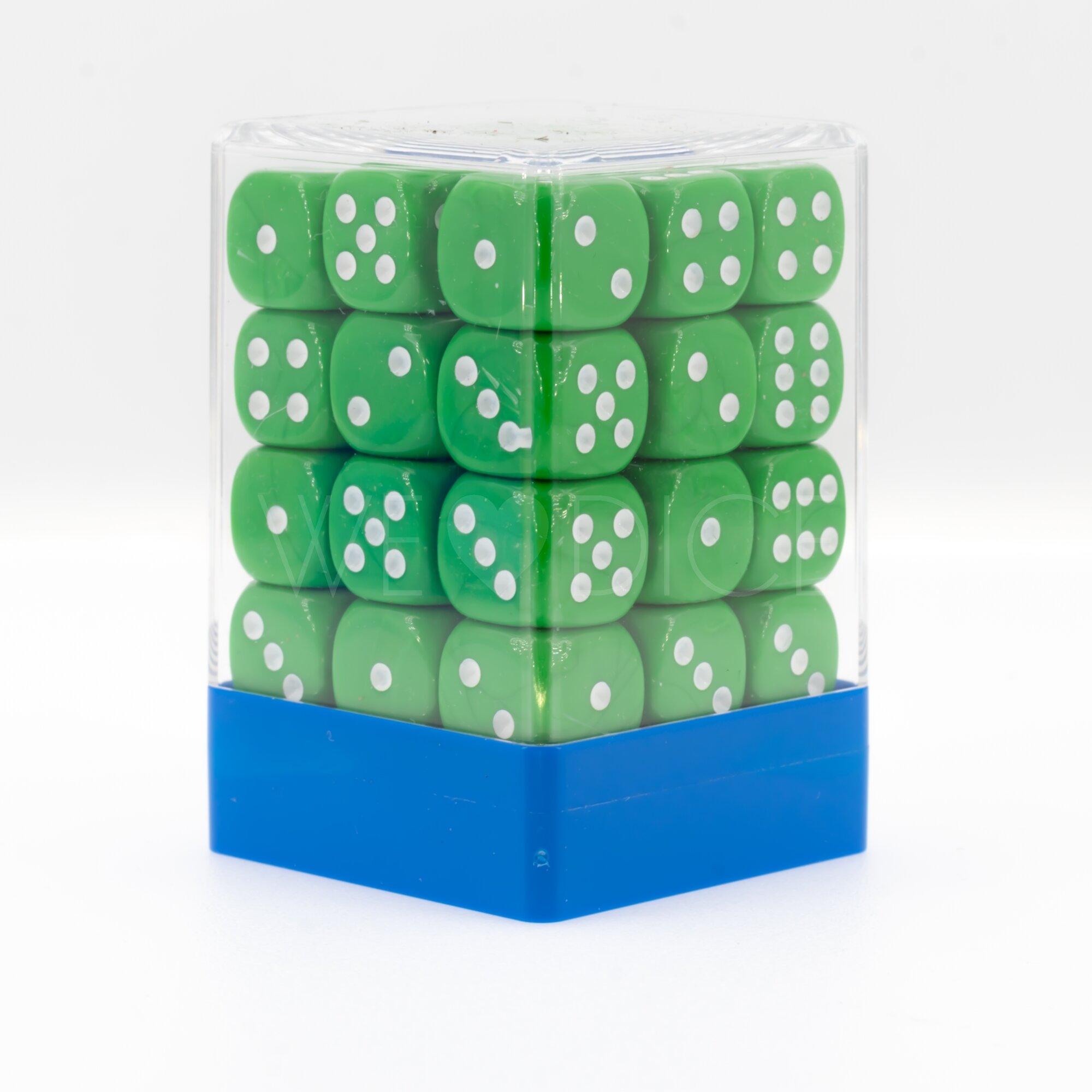 Opaque light green / white 12mm D6 Dice Set  (36Pcs)