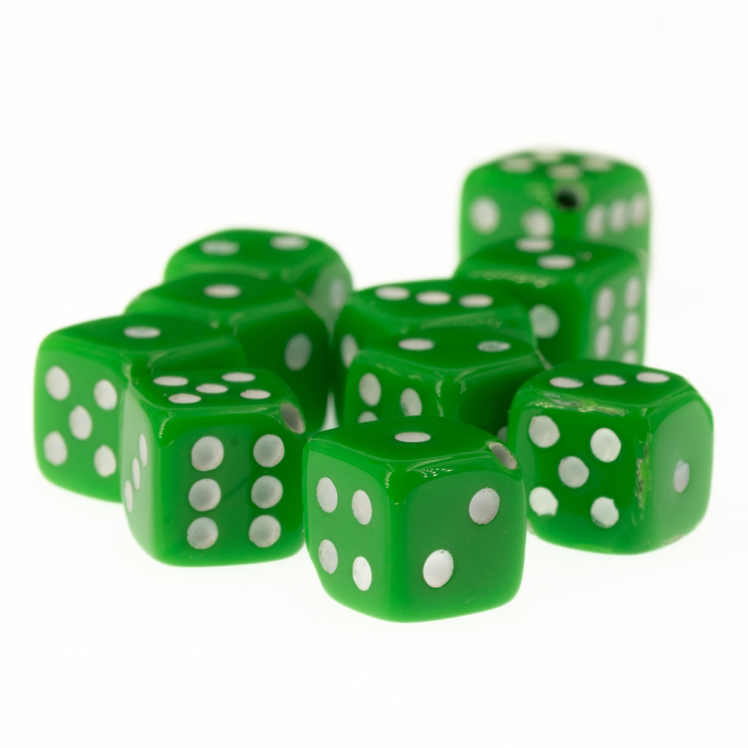  5mm Dice bead - light green / white Opaque, in