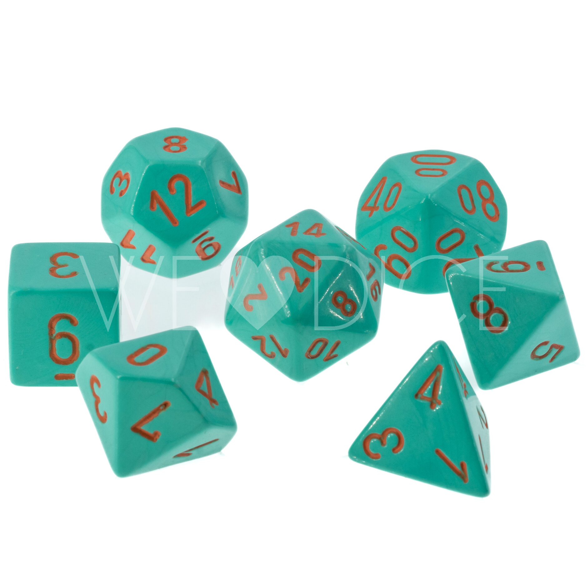 LabDice Heavy Turqoise/orange  Set 8 Stück
