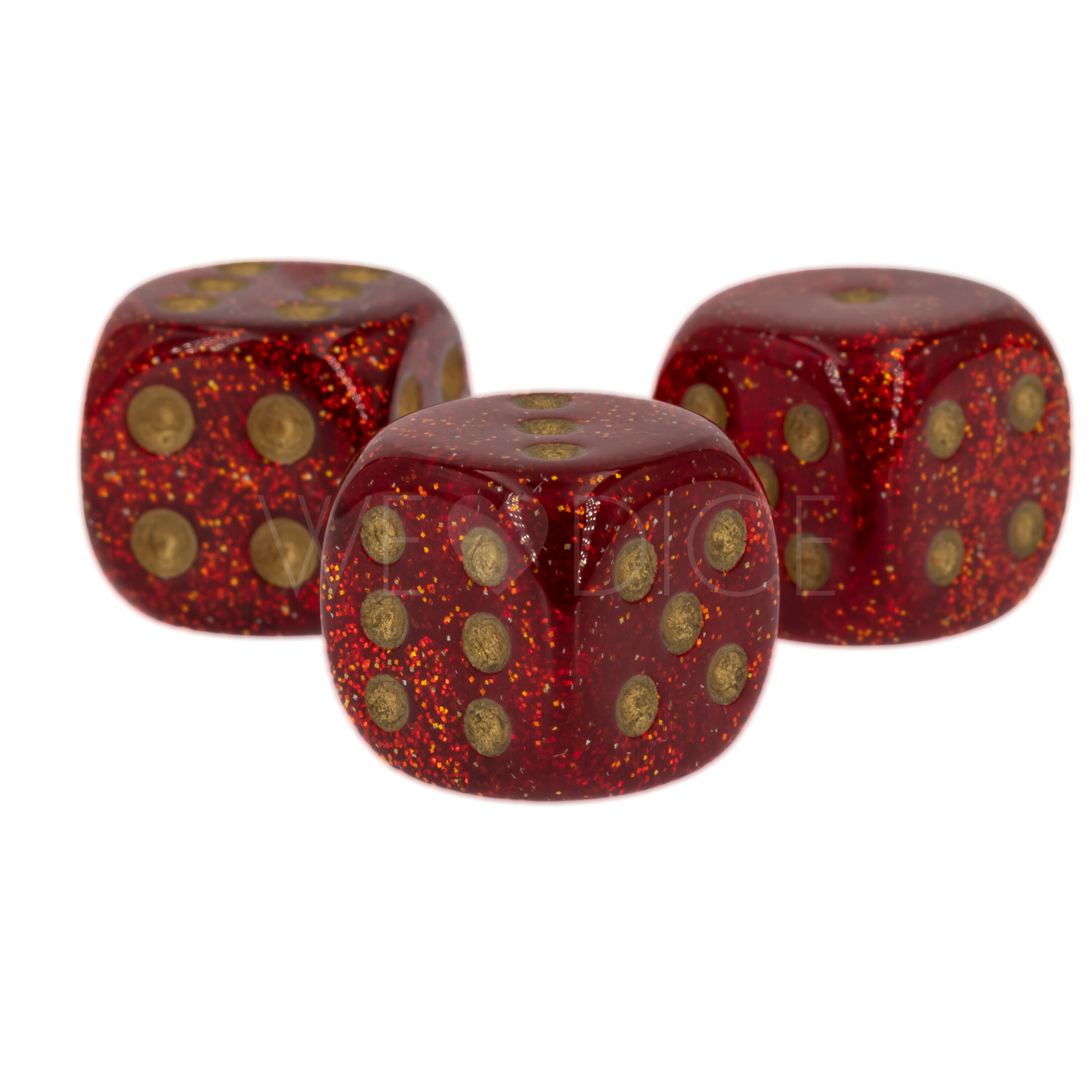 Glitter Ruby / Gold 16mm