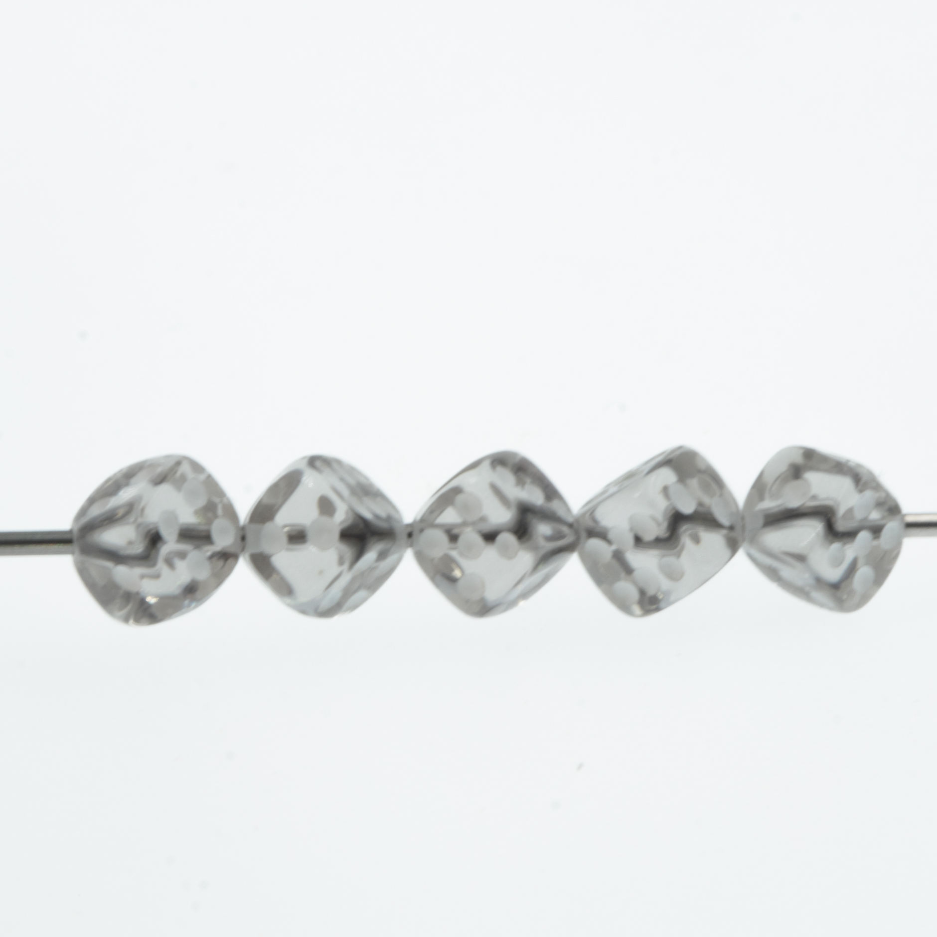  5mm Dice bead - grey / white Translucent, in