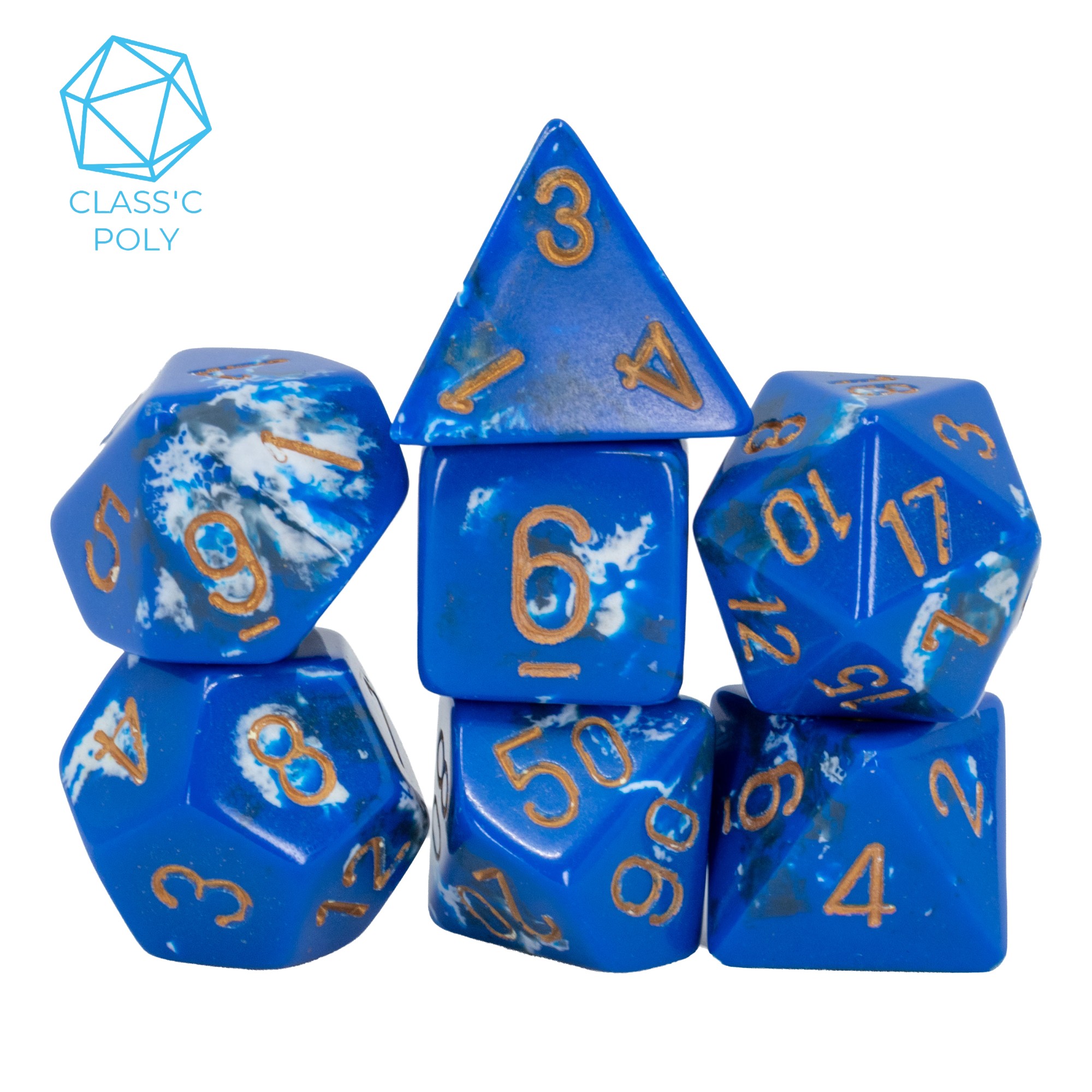 Brush™ Polyhedral Waterbreak™ / gold 7-Würfel Set