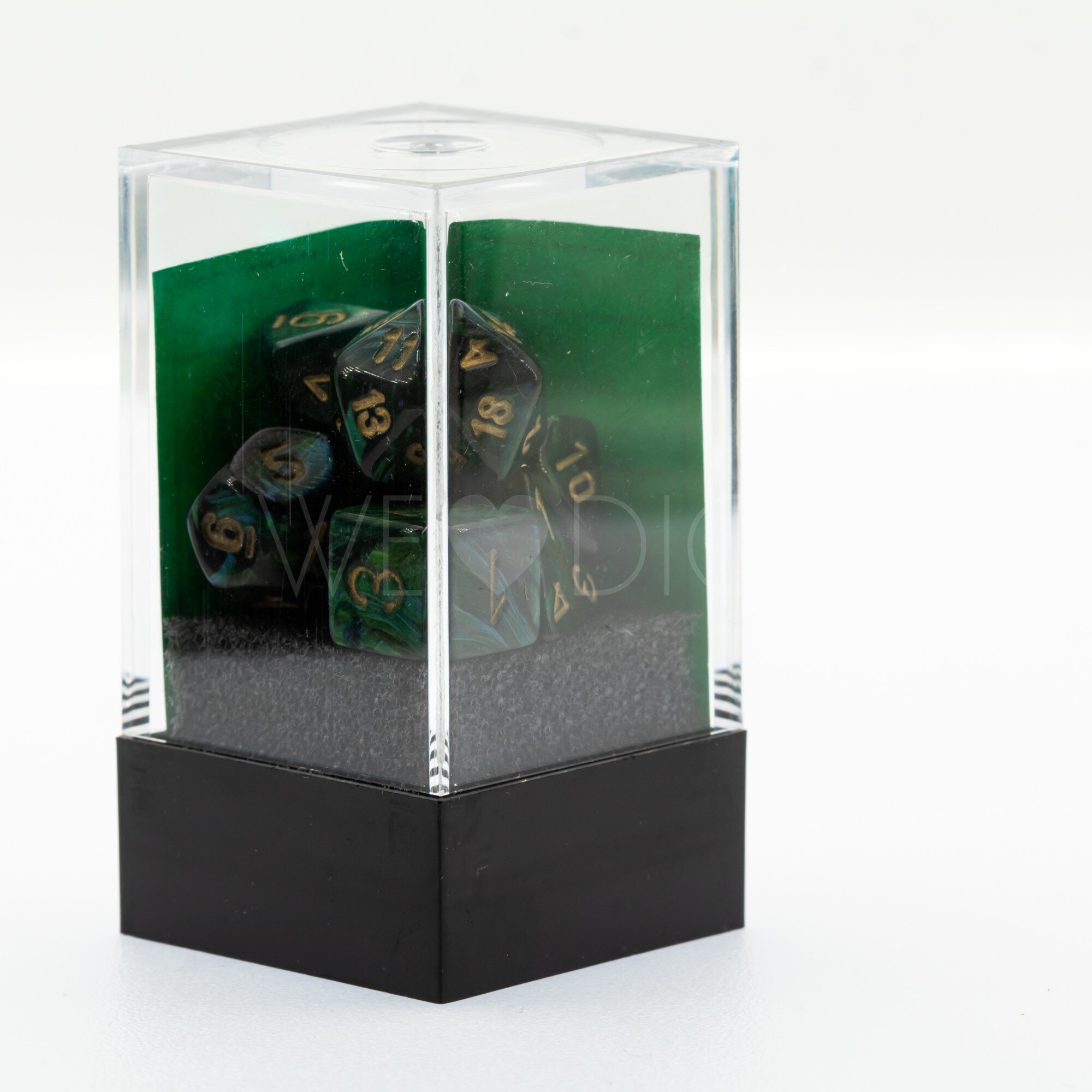 Mini-hedral Scarab® Polyhedral Jade / Gold 7-Würfel Set