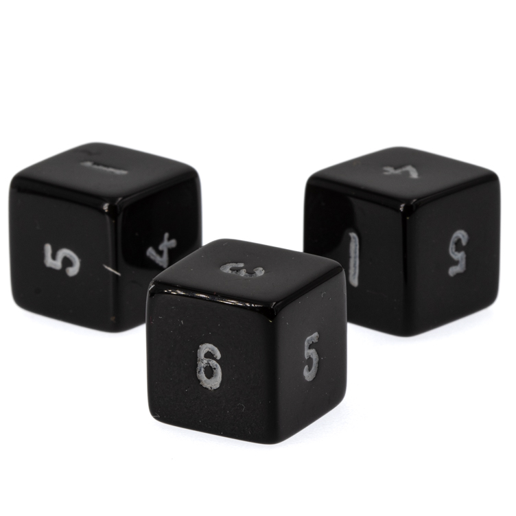 D6 dice in black opaque