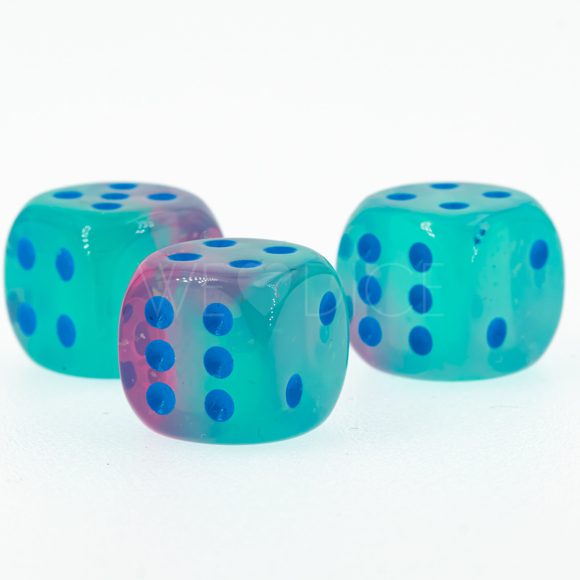 Gemini®, Luminary™ Gel Grün-Rosa / blau  12mm W6 Würfel mit Punkten (1 Stück)