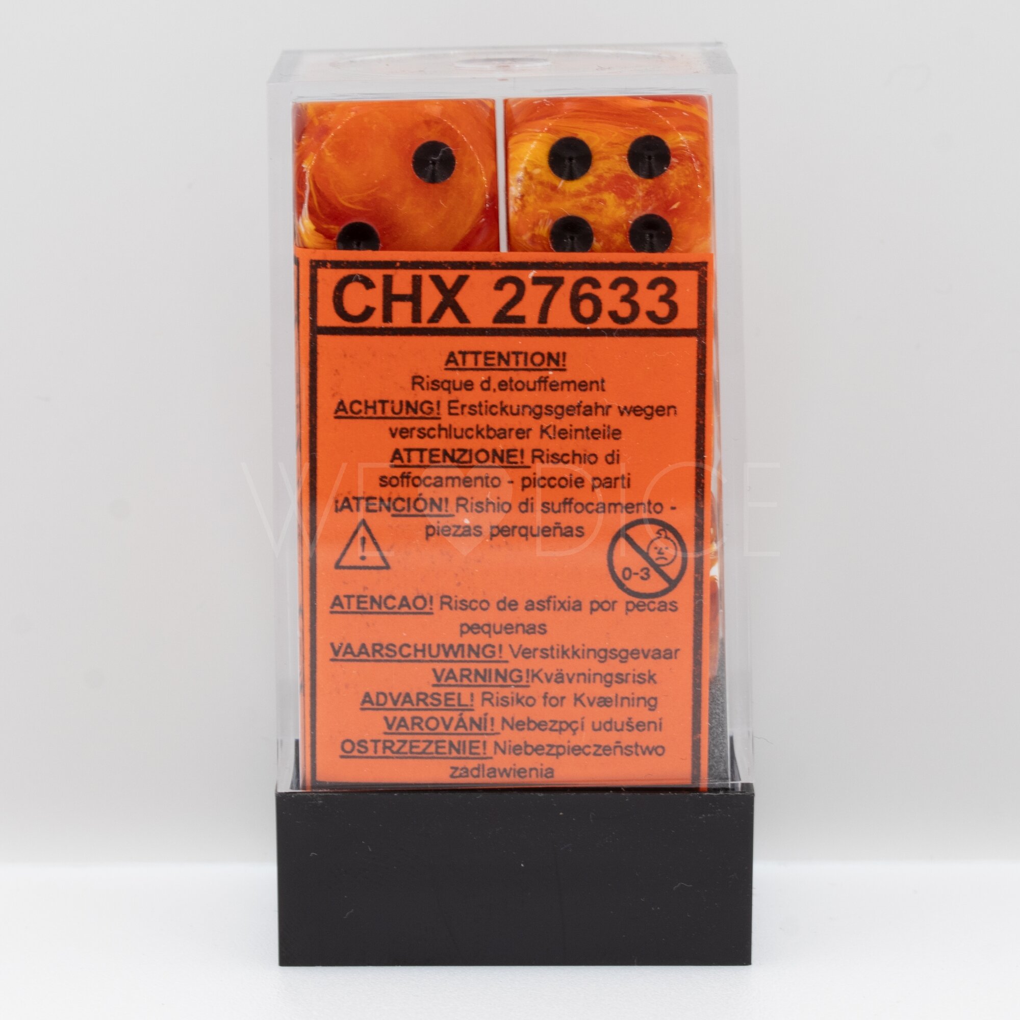 Vortex® Orange / Schwarz 16mm W6 Würfel Set (12 Würfel)