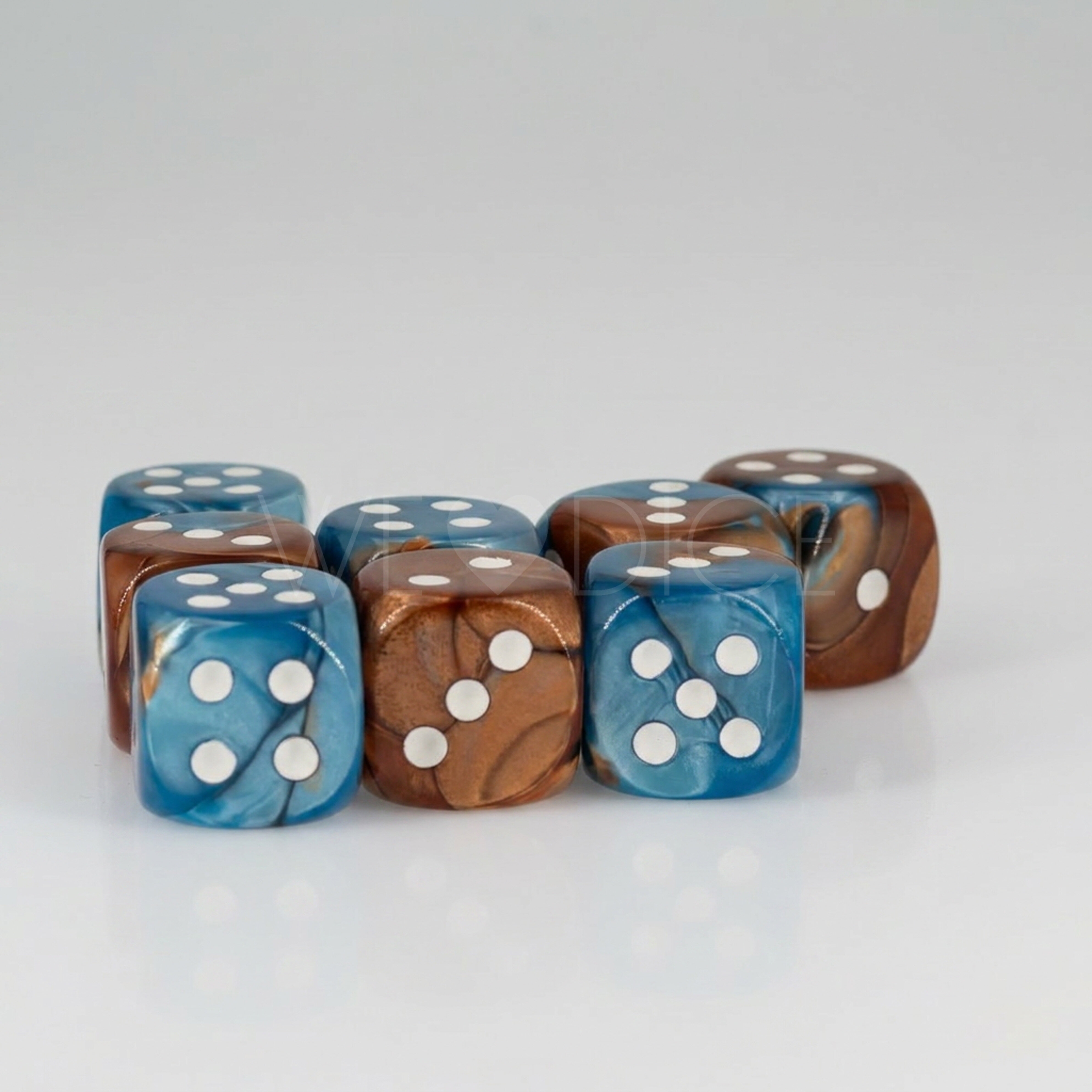2-way copper blue / white 16mm D6 Dice Set  (12Pcs)
