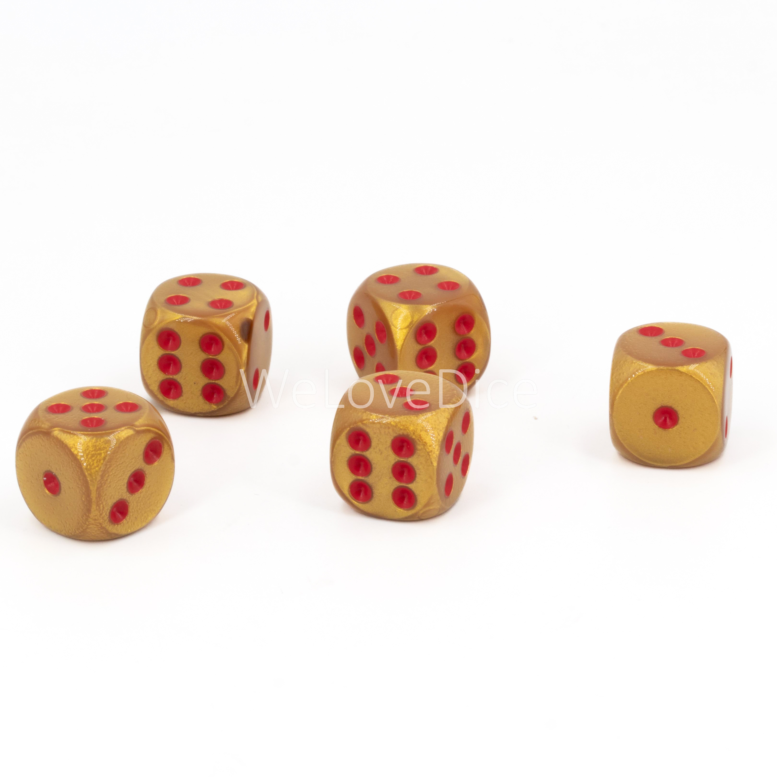 16mm W6 Würfel in goldgelb / rot