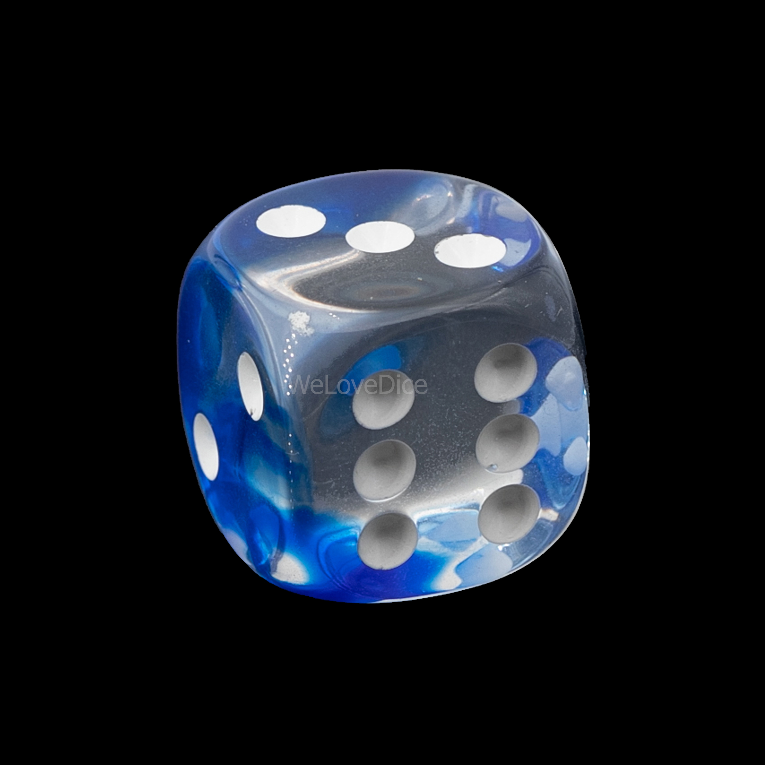 16mm  D6 Dice in translucent blau / wite 2-way