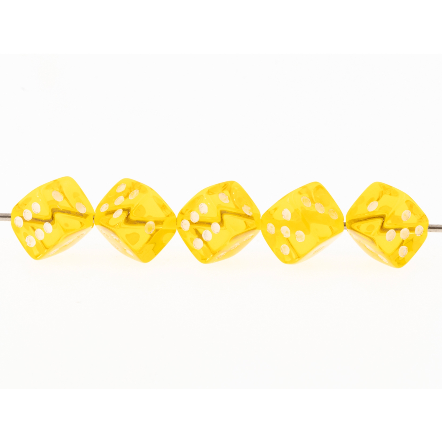  5mm Dice bead - yellow translucent / white Translucent, in