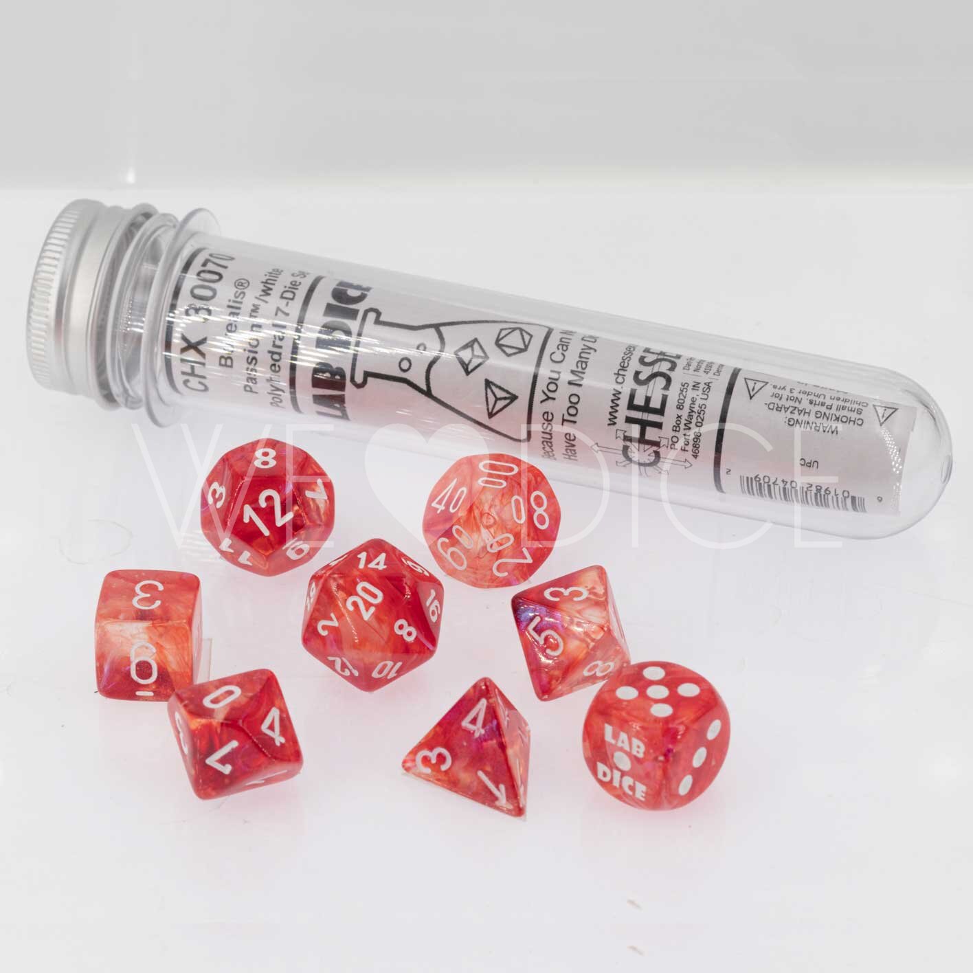 PRE ORDER LabDice Borealis®, Luminary™ Passion™ / white  Set 8 Stück