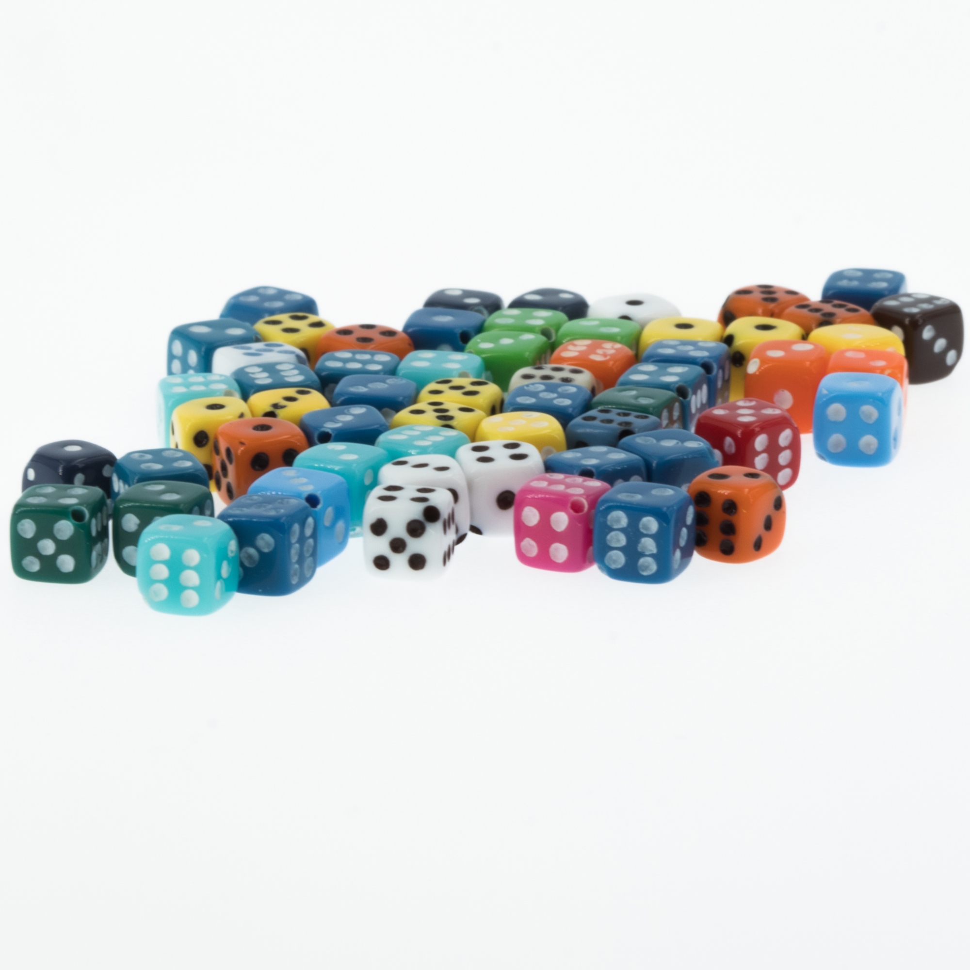  5mm Dice bead - mix colors Translucent, in