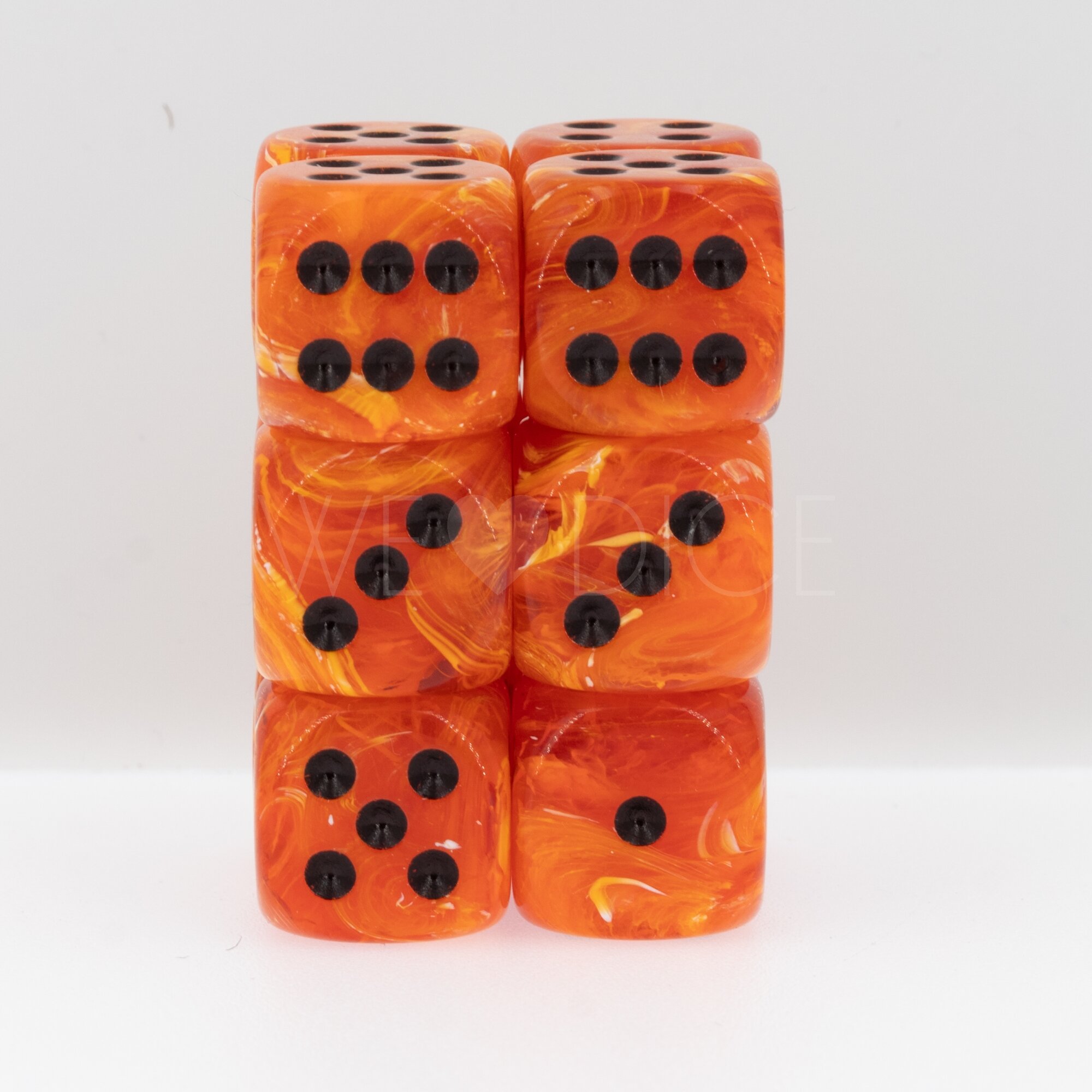 Vortex® Orange / Schwarz 16mm W6 Würfel Set (12 Würfel)