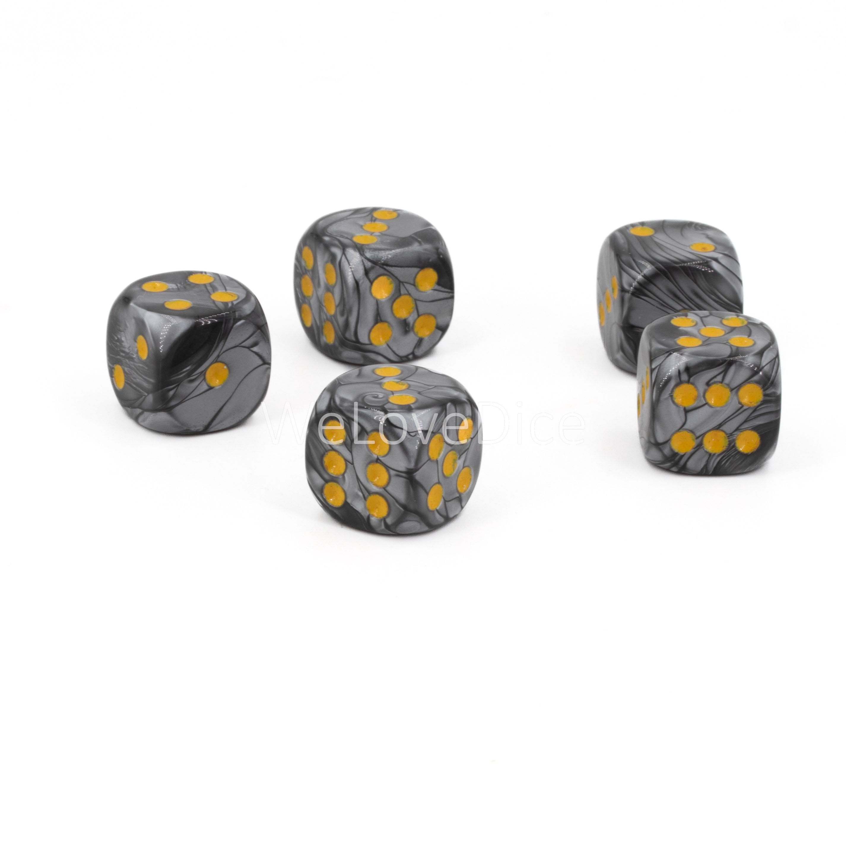 16mm  D6 Dice in dark silver / orange