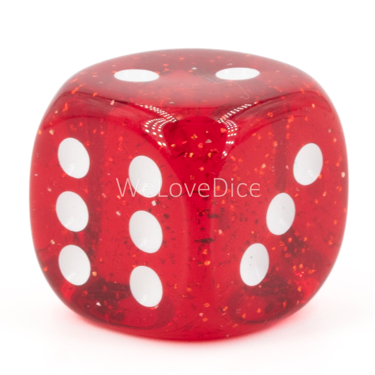 22mm W6 Würfel in rot glitzer / weiss