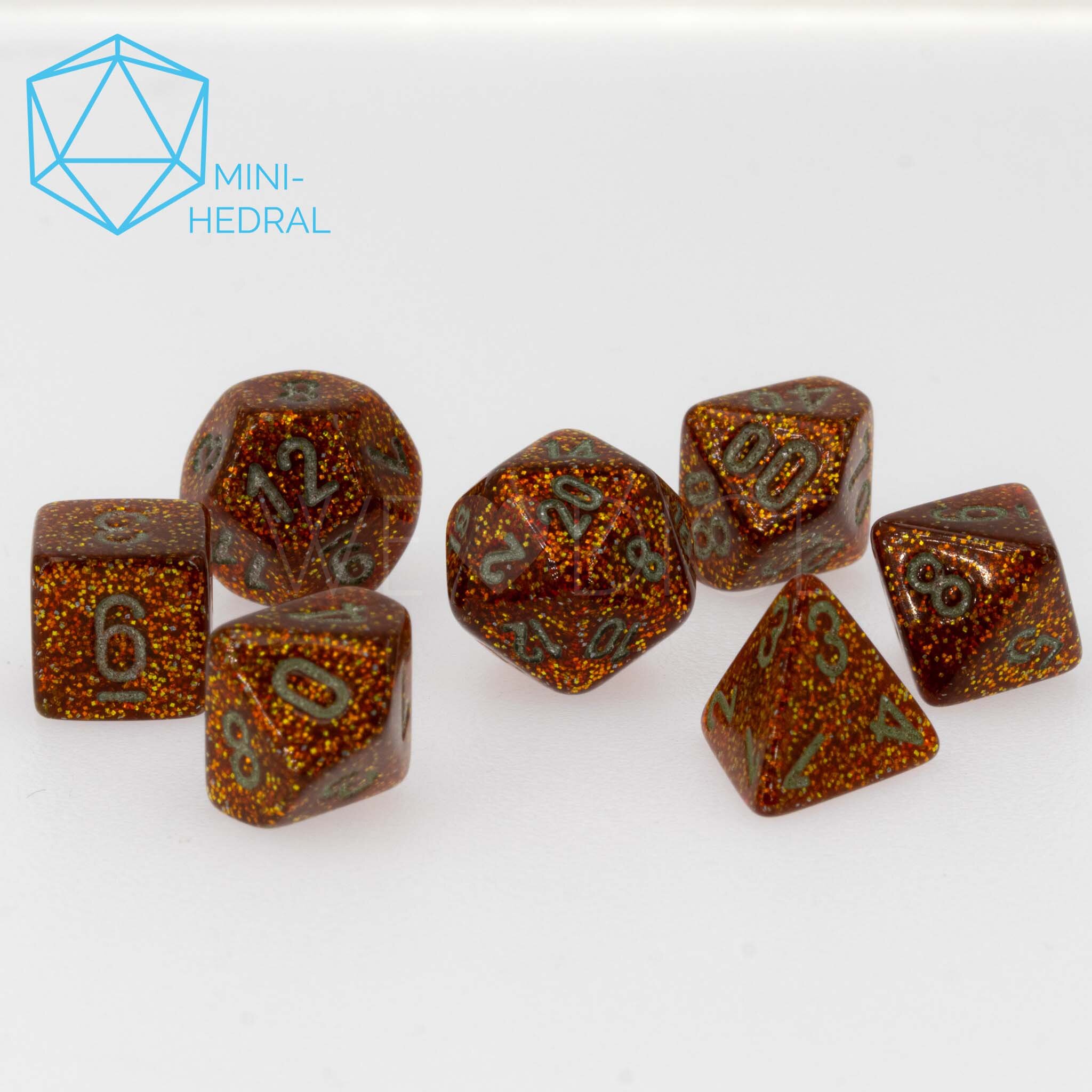 Mini-hedral Glitter Polyhedral Gold / silber 7-Würfel Set