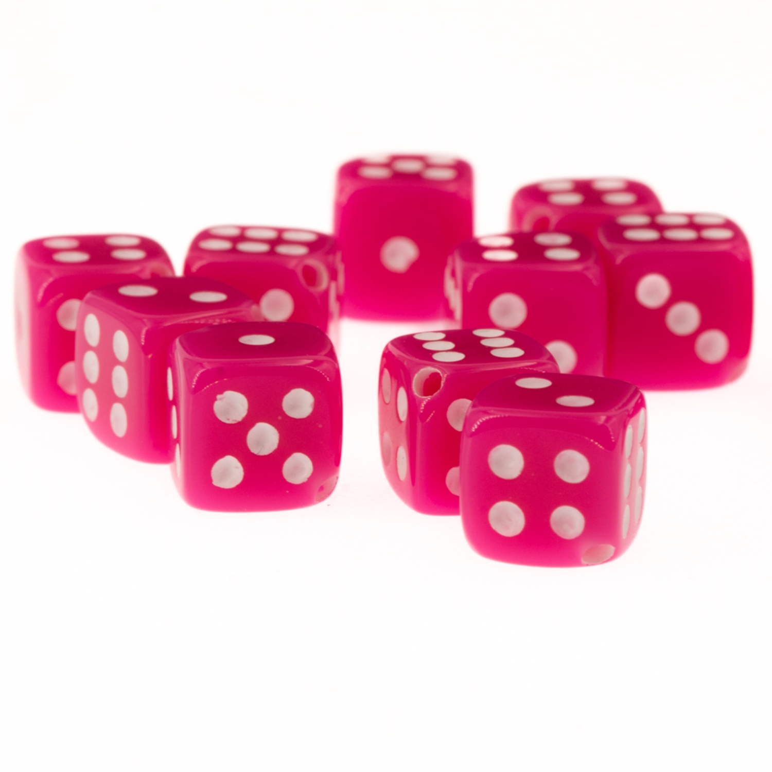  5mm Dice bead - pink / white Opaque, in