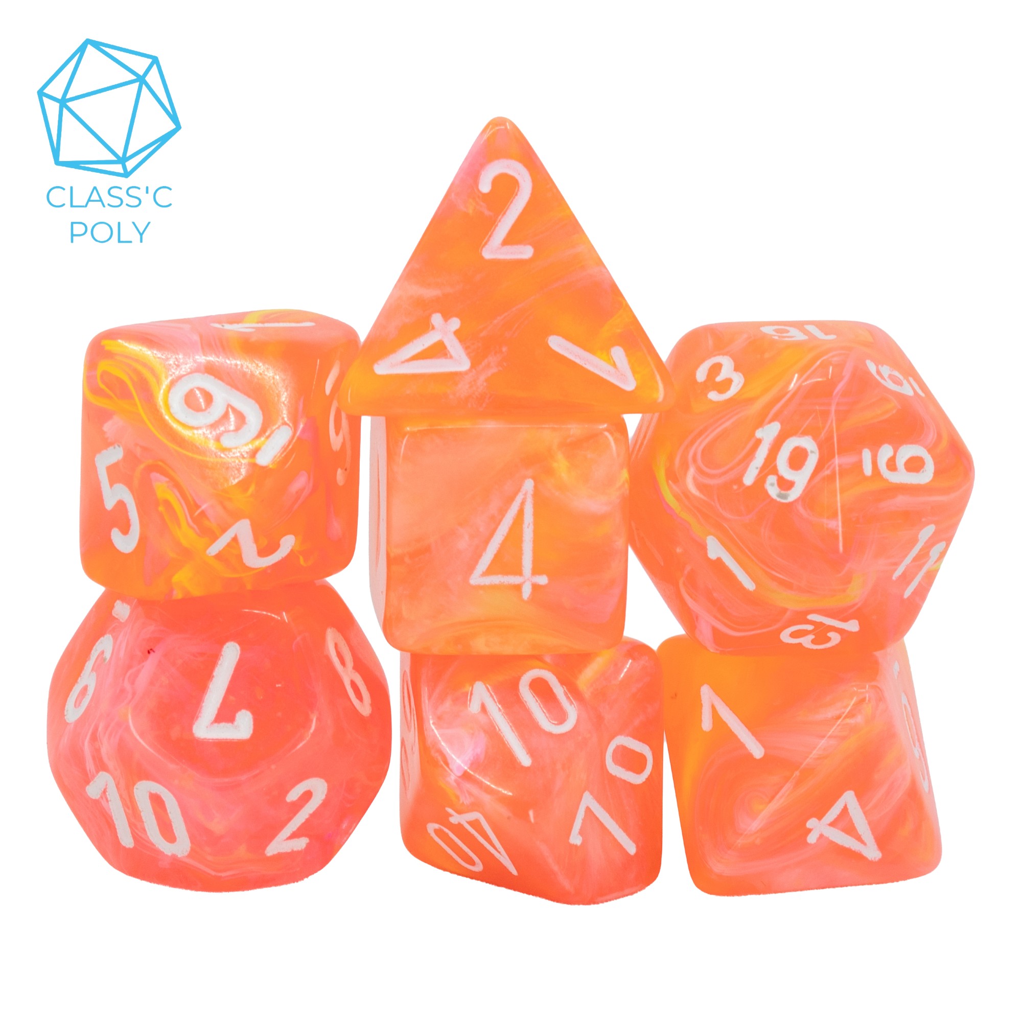 Festive® Polyhedral Dahlie / weiß 7-Würfel Set