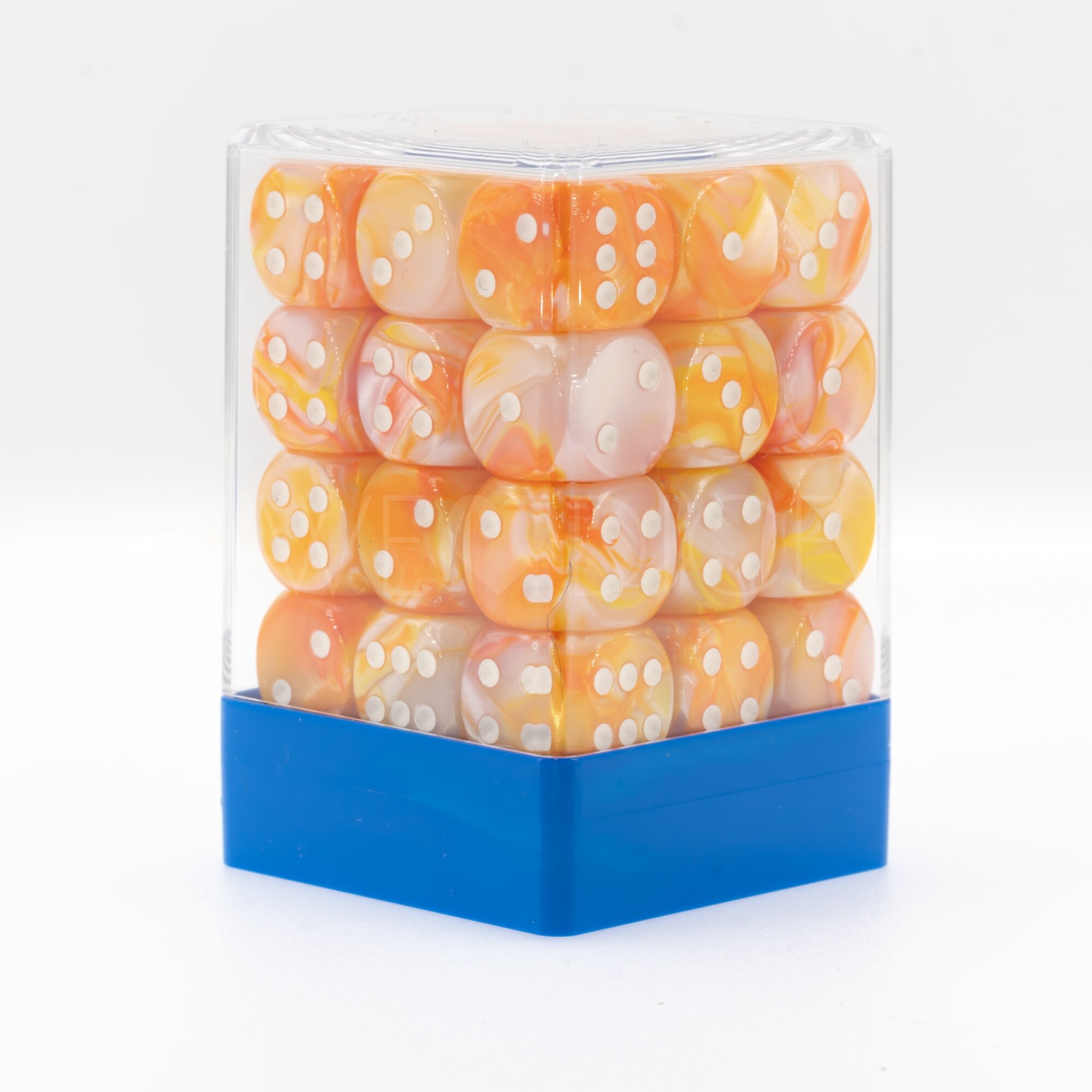 Serica orange / white 12mm D6 Dice Set  (36Pcs)