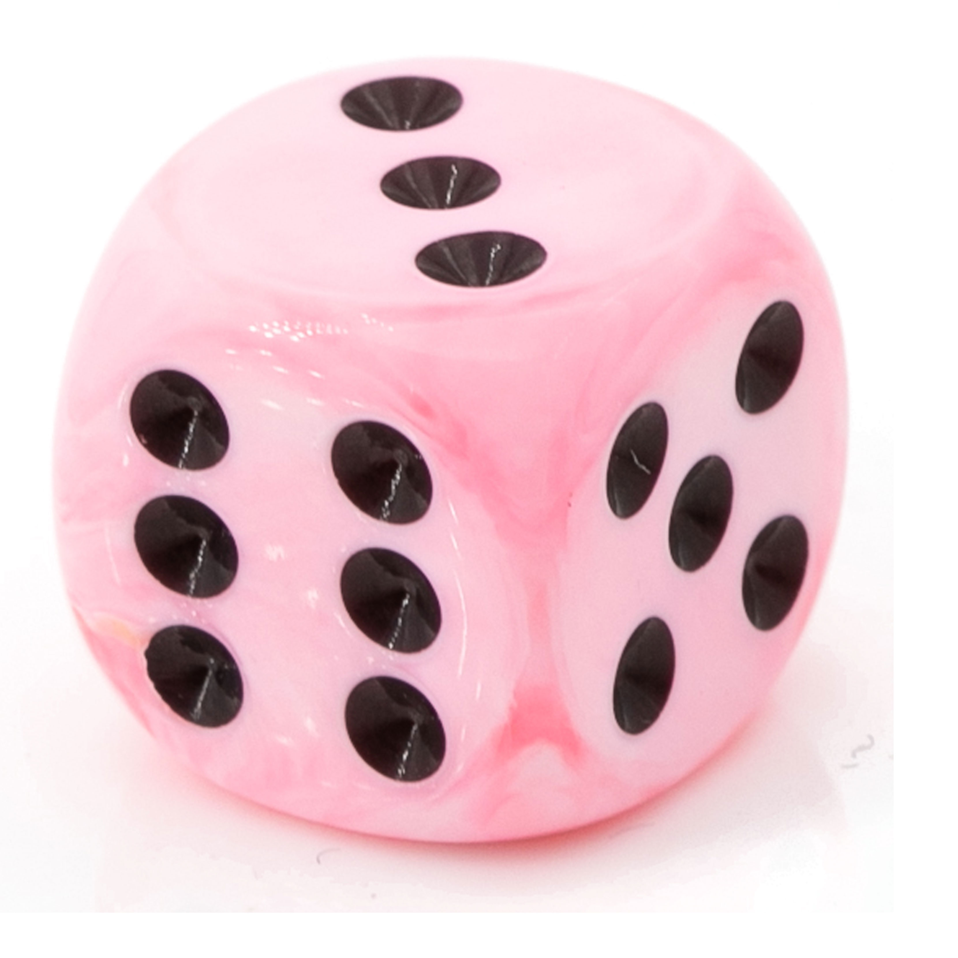 25mm  D6 Dice in ice cream pink / black Marbled