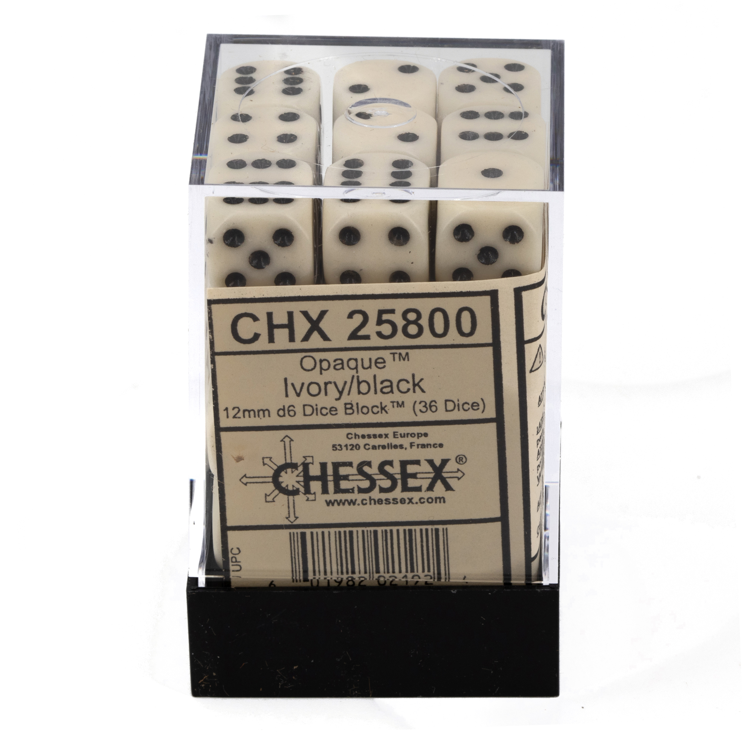 Satt elfenbein / schwarz 12mm W6 Würfel Set (36 Würfel)