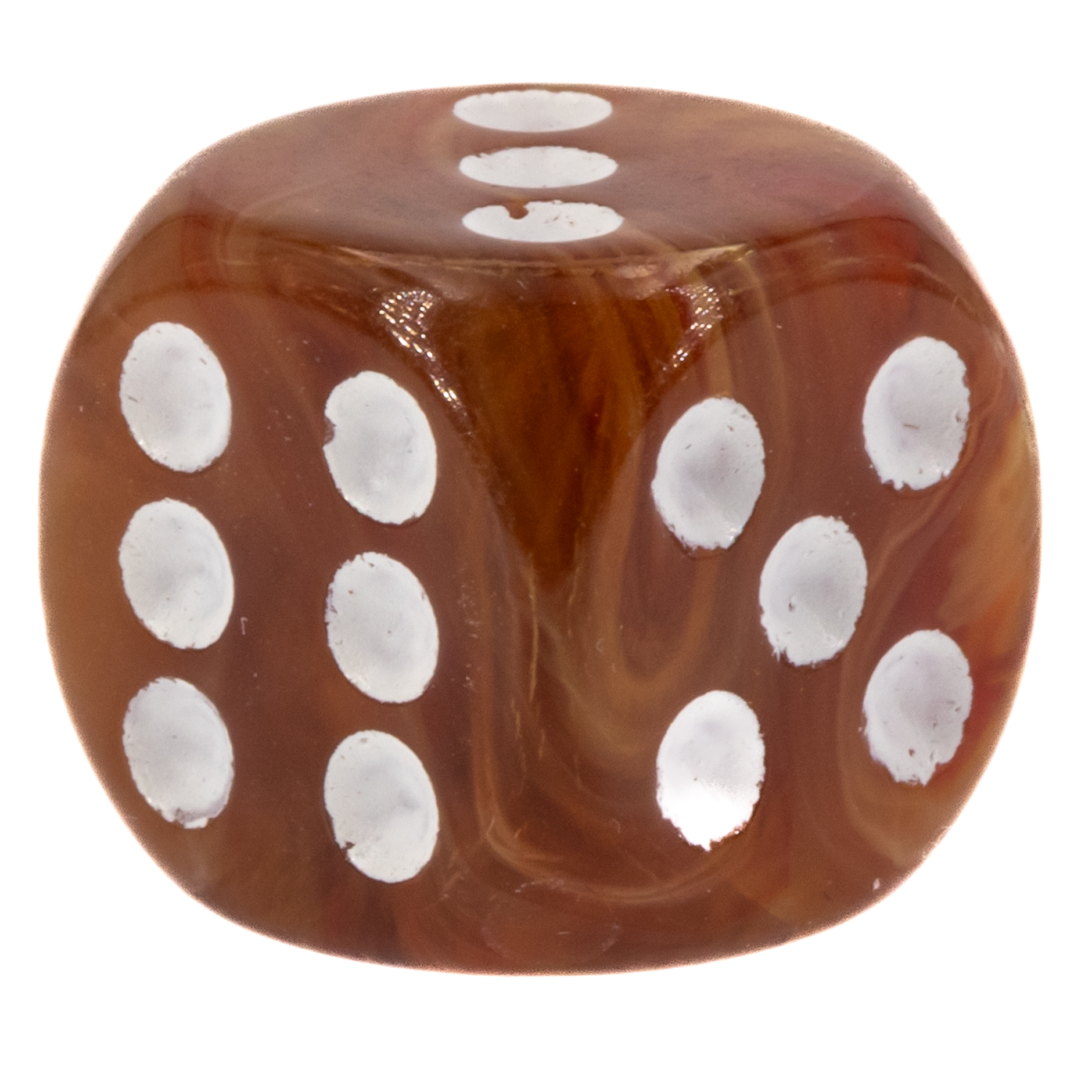 16mm  D6 Dice in caramel brown / white Marbled