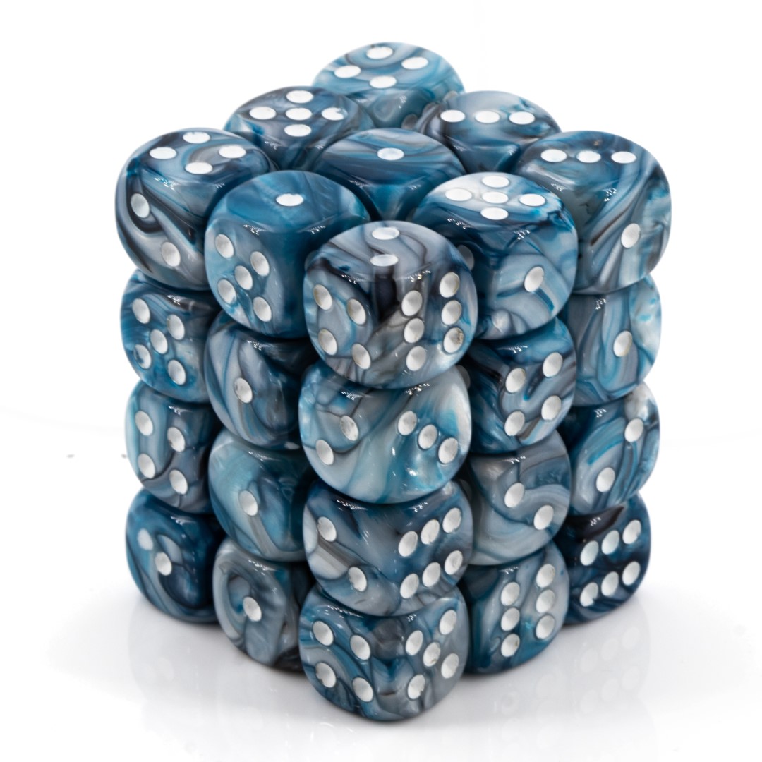Lustrous  Slate / Weiß 12mm W6 Würfel Set (36 Würfel)
