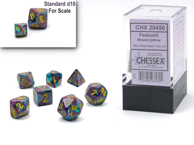 Festive® Mini-hedral Polyhedral Mosaic™ / yellow 7-DieSet