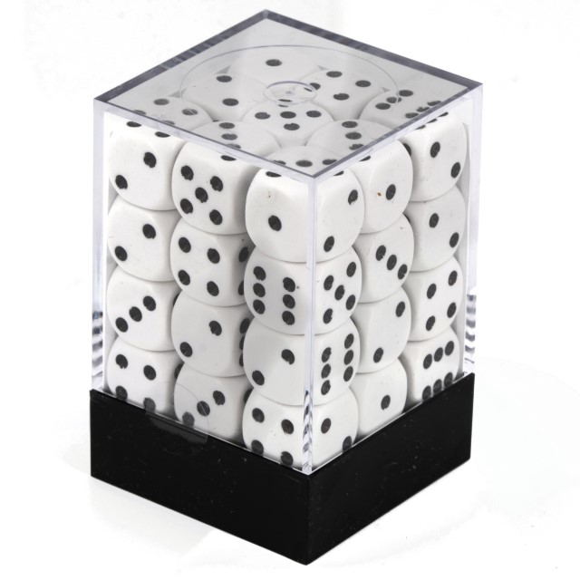 Satt weiß / schwarz 12mm W6 Würfel Set (36 Würfel)