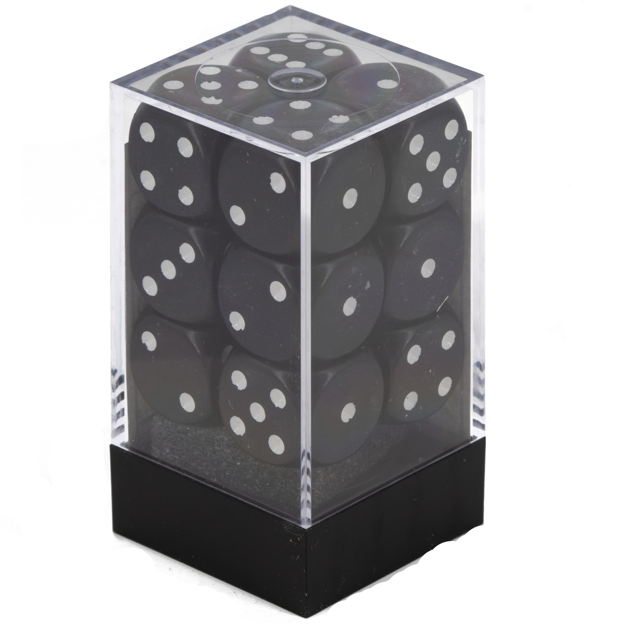 Satt schwarz / weiß 16mm W6 Würfel Set (12 Würfel)