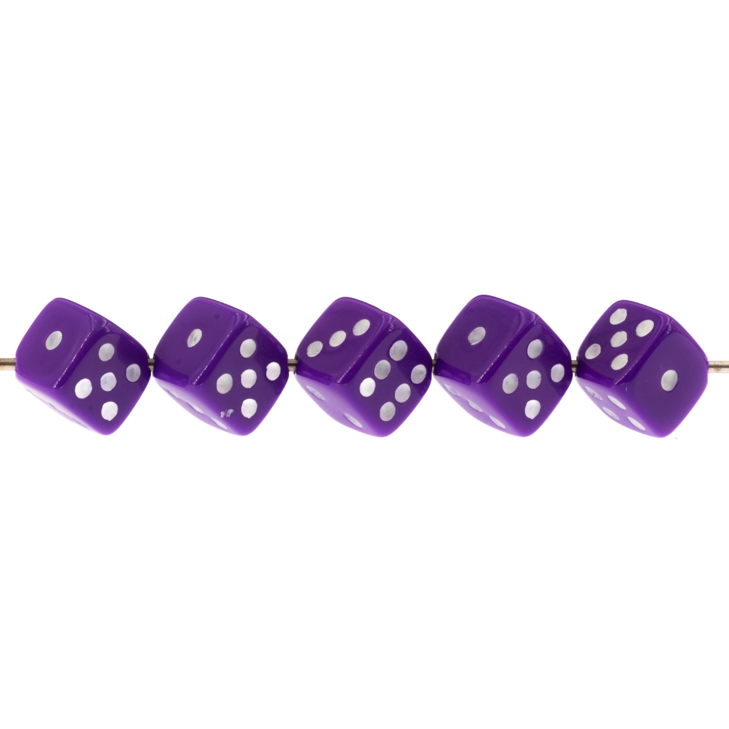  5mm Dice bead - purple / white Opaque, in