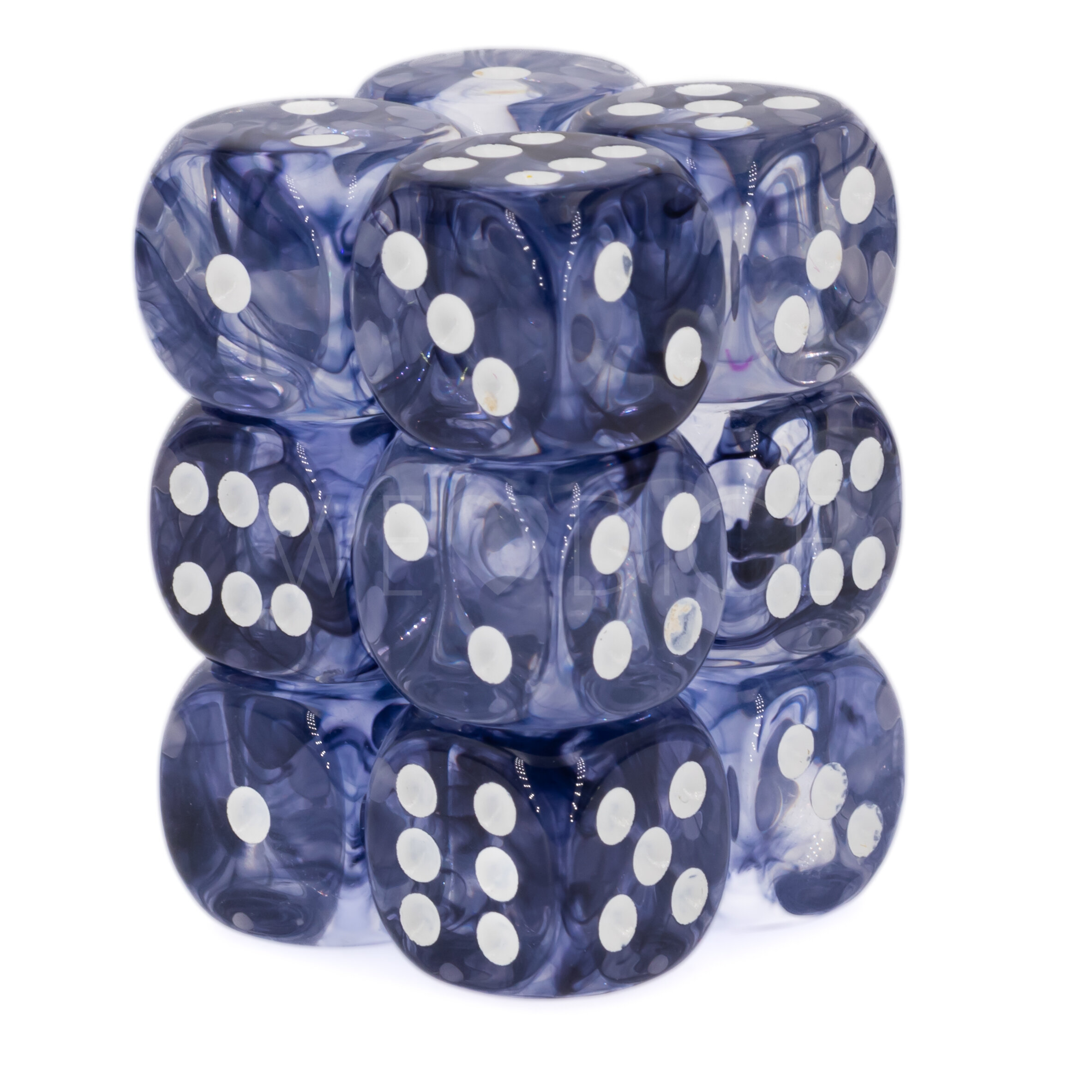 Nebula® Schwarz / weiß 16mm W6 Würfel Set (12 Würfel)