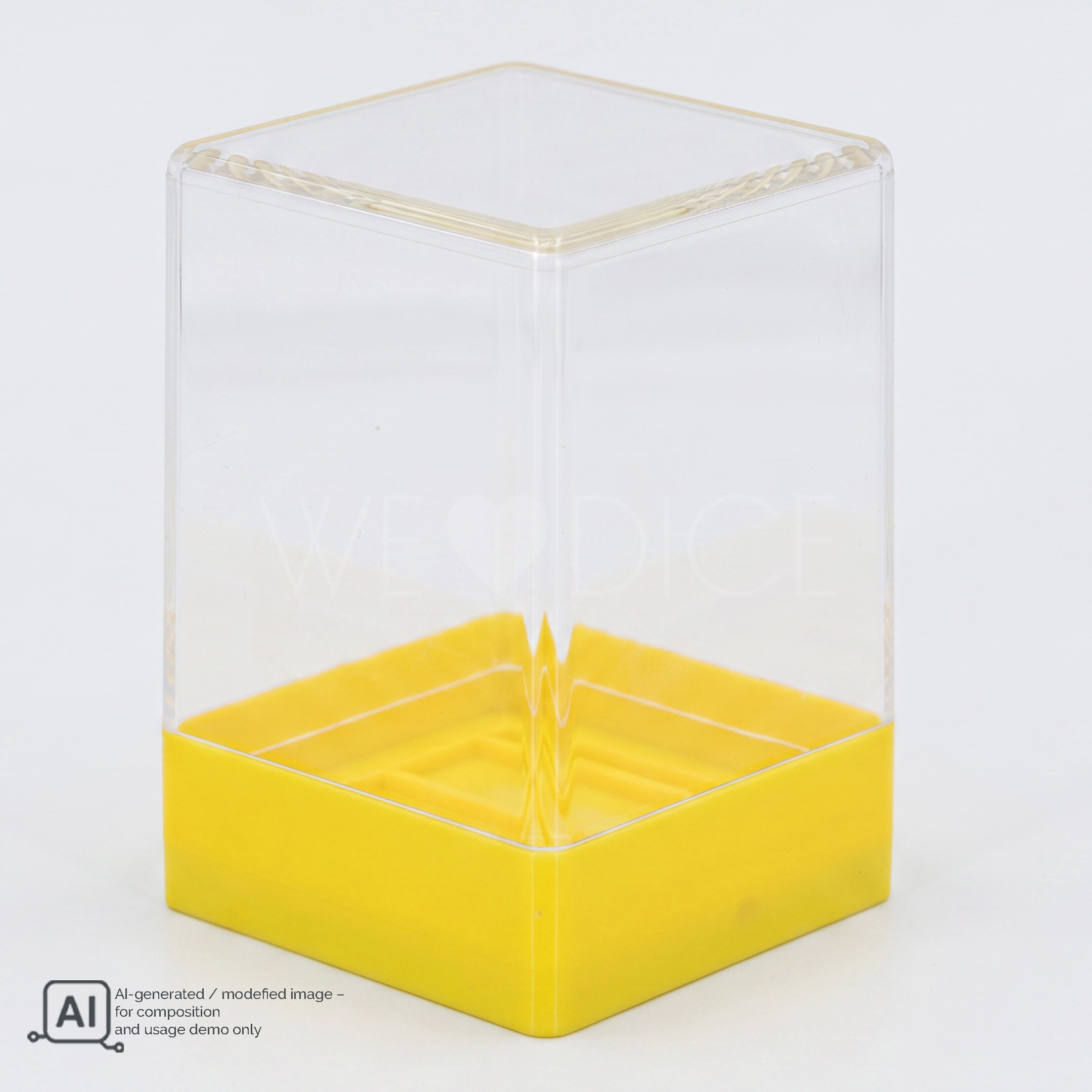 Würfelbox Transparent mit Boden in zinkgelb