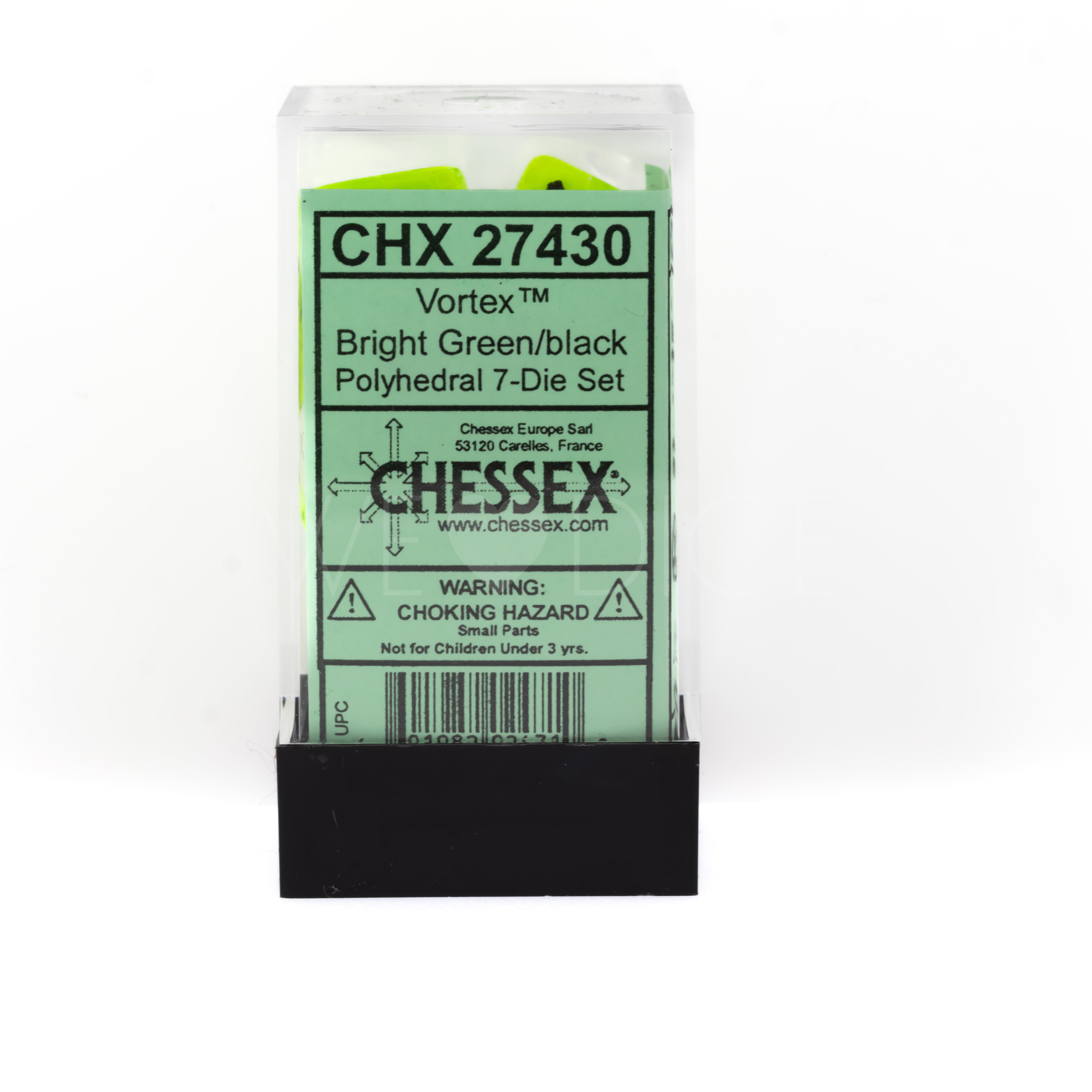 Vortex® Polyhedral Hellgrün / Schwarz 7-Würfel Set